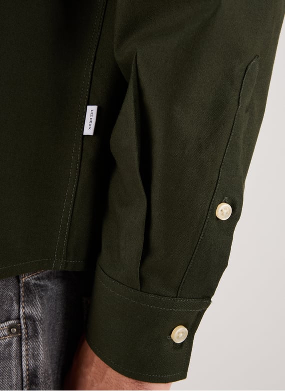 Chemise col américain en coton mélangé | Vert by LES DEUX Chemise col américain en coton mélangé Vert