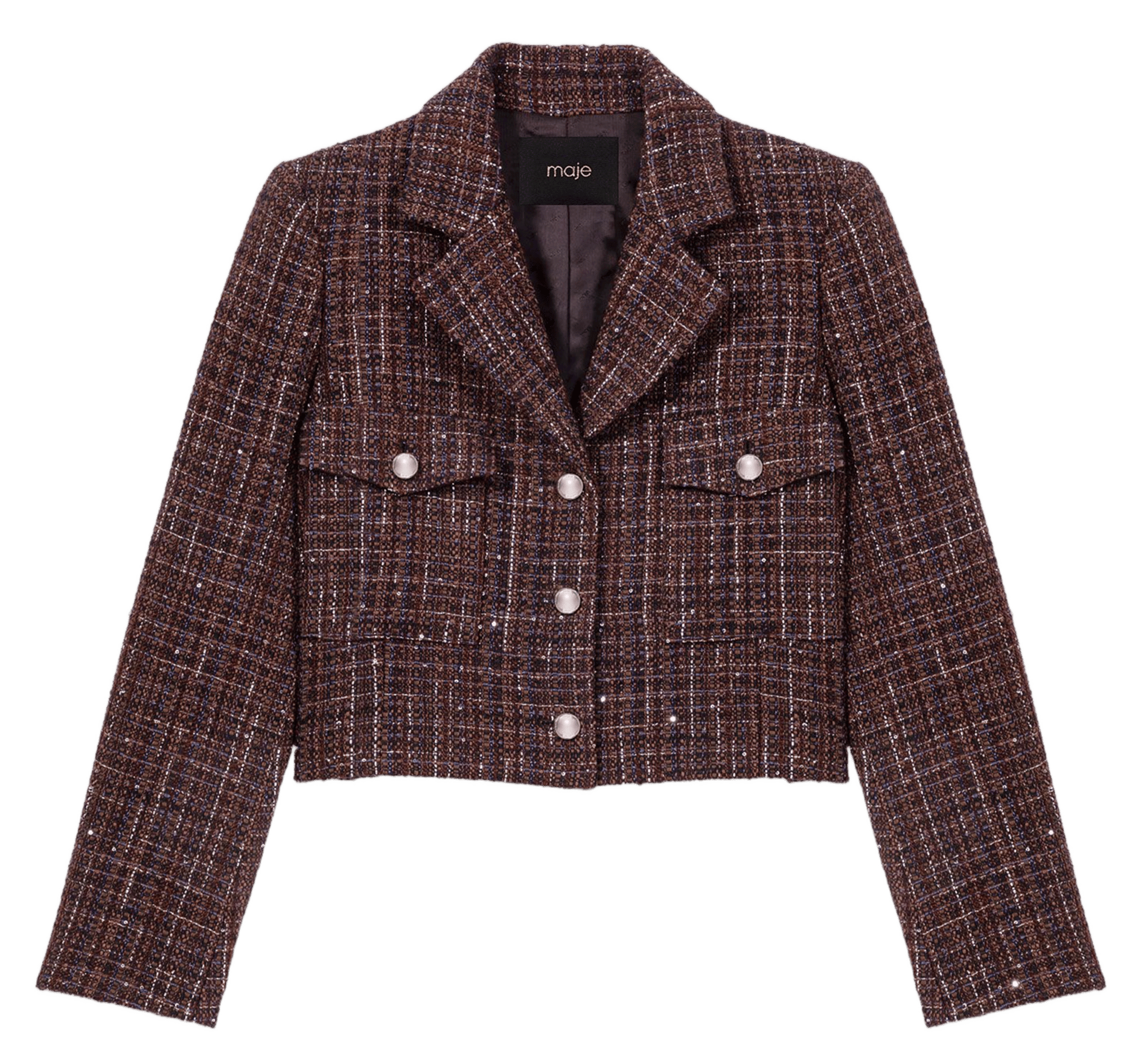 Veste courte tailleur en tweed MAJE Marron