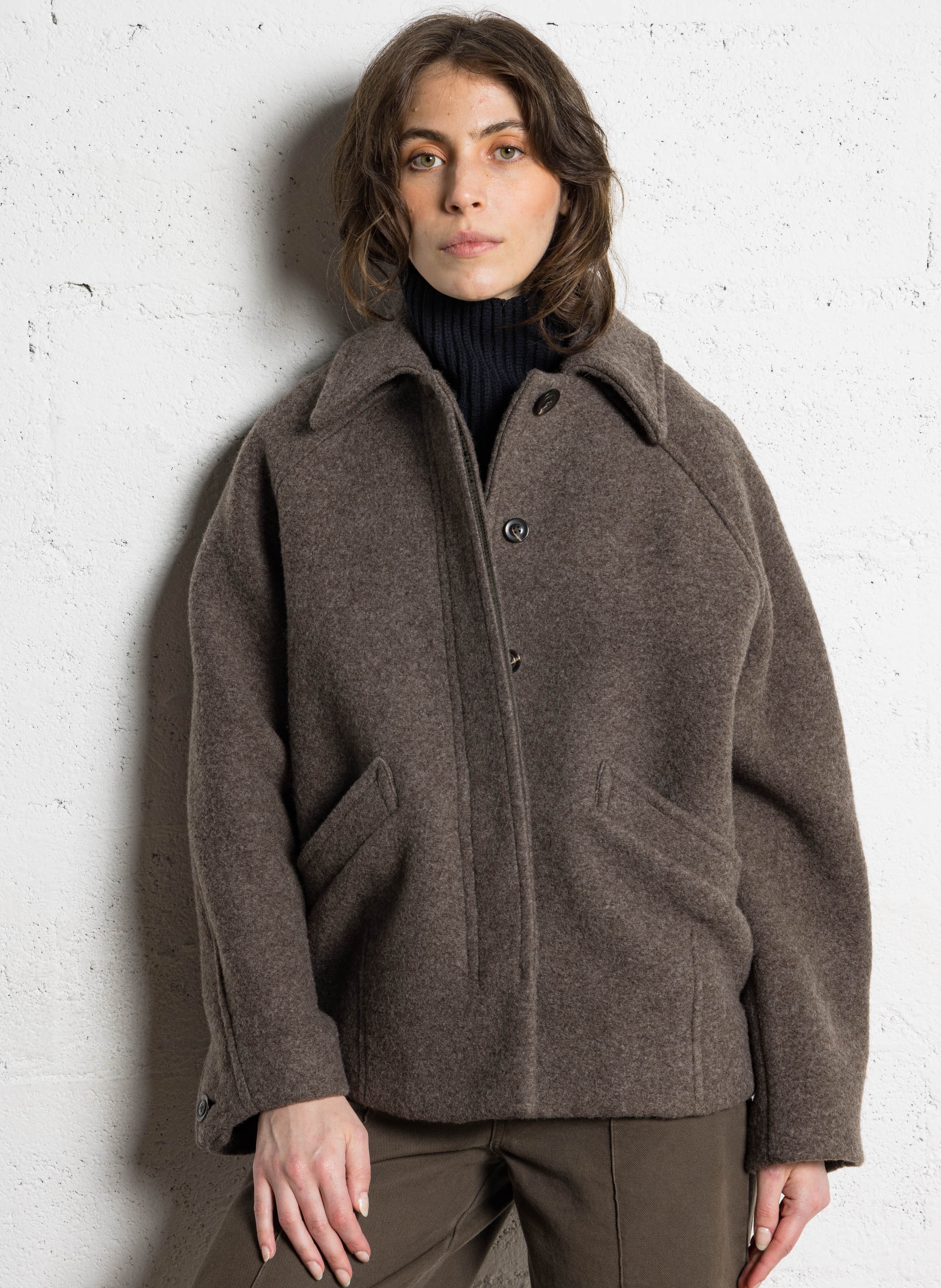 Manteau court en laine mélangée balard SOEUR Gris