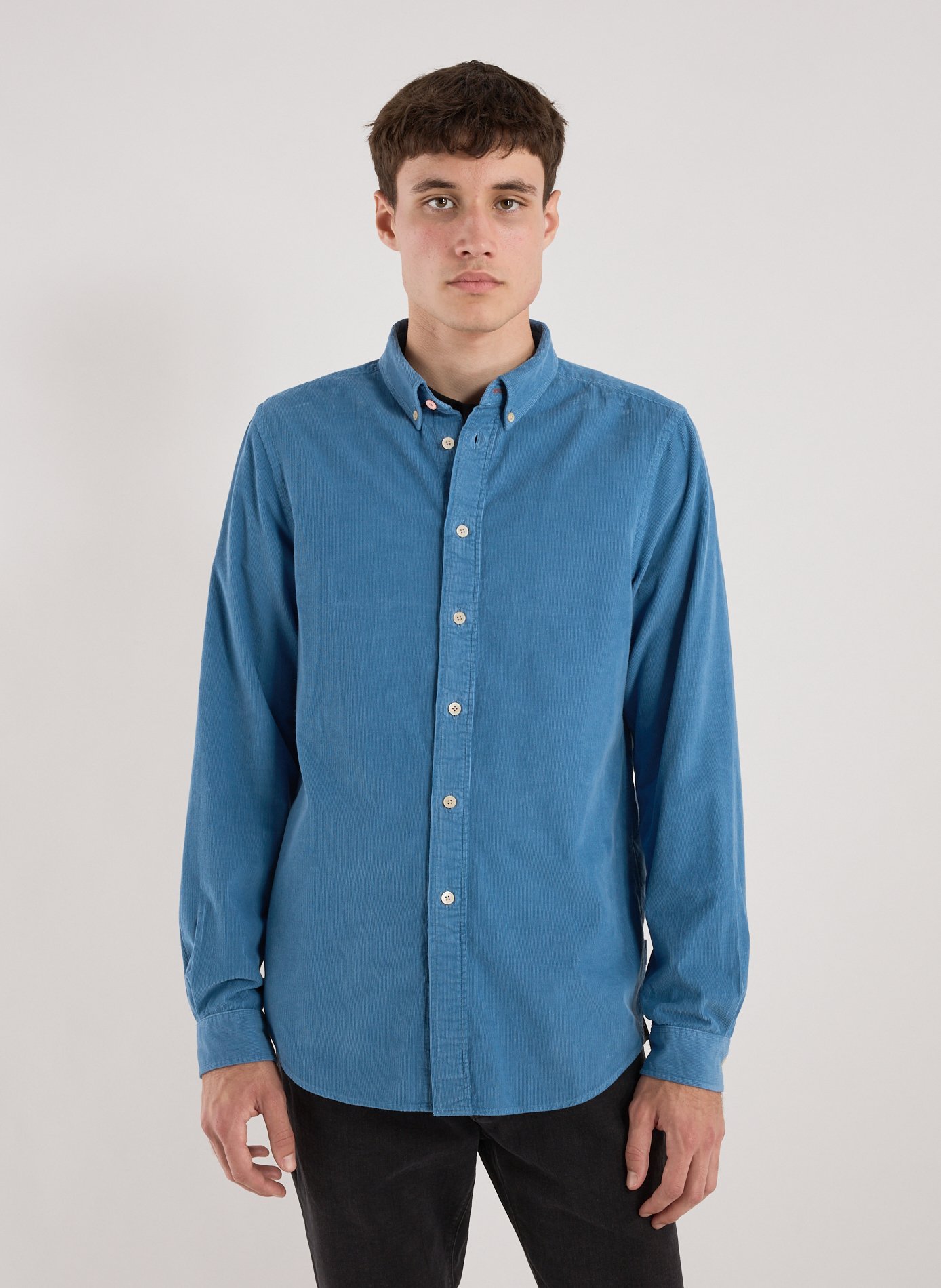 PAUL SMITH Chemise droite col américain en coton Bleu