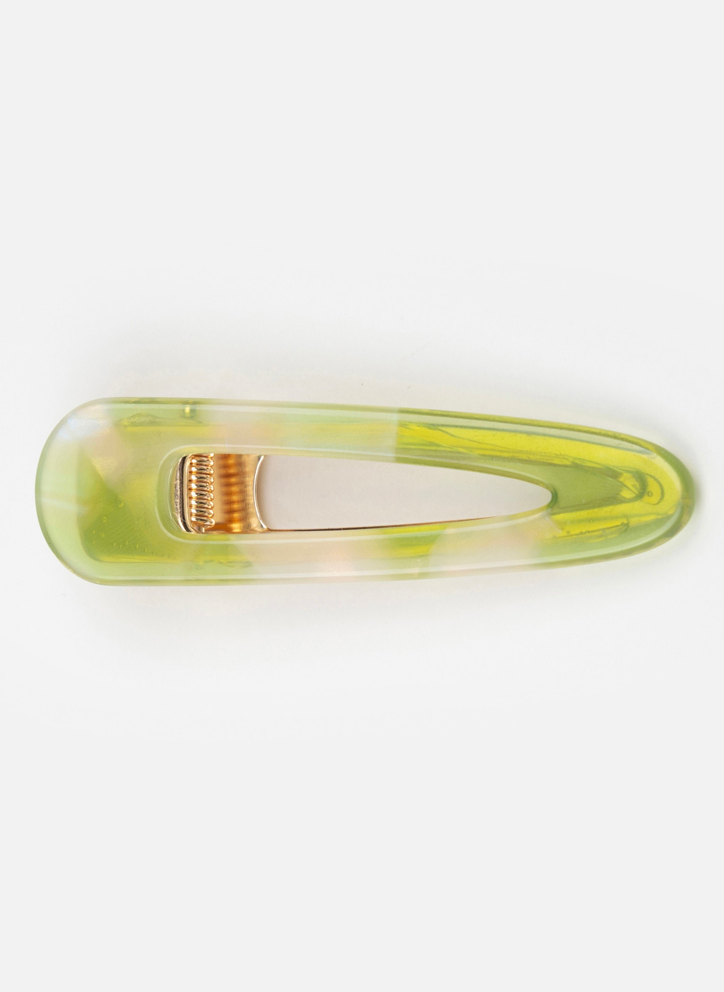 Barrette à cheveux triangle en acétate de cellulose et acier inoxydable KURAGE GINZA Vert