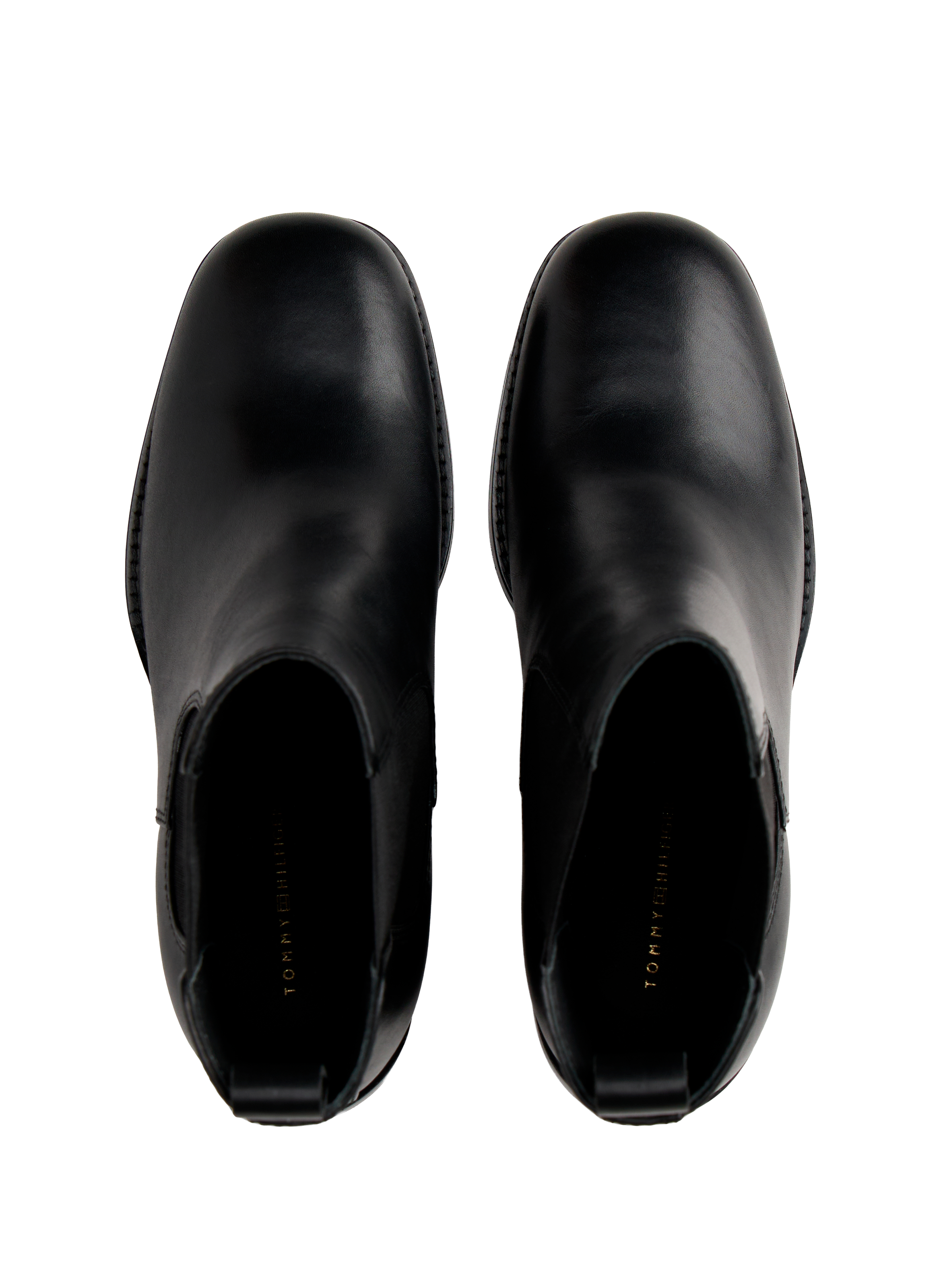 Bottines Chelsea High Block HL en cuir à bout carré  TOMMY HILFIGER Noir