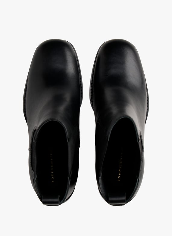 Bottines Chelsea High Block HL en cuir à bout carré  | Noir by TOMMY HILFIGER Bottines Chelsea High Block HL en cuir à bout carré  Noir