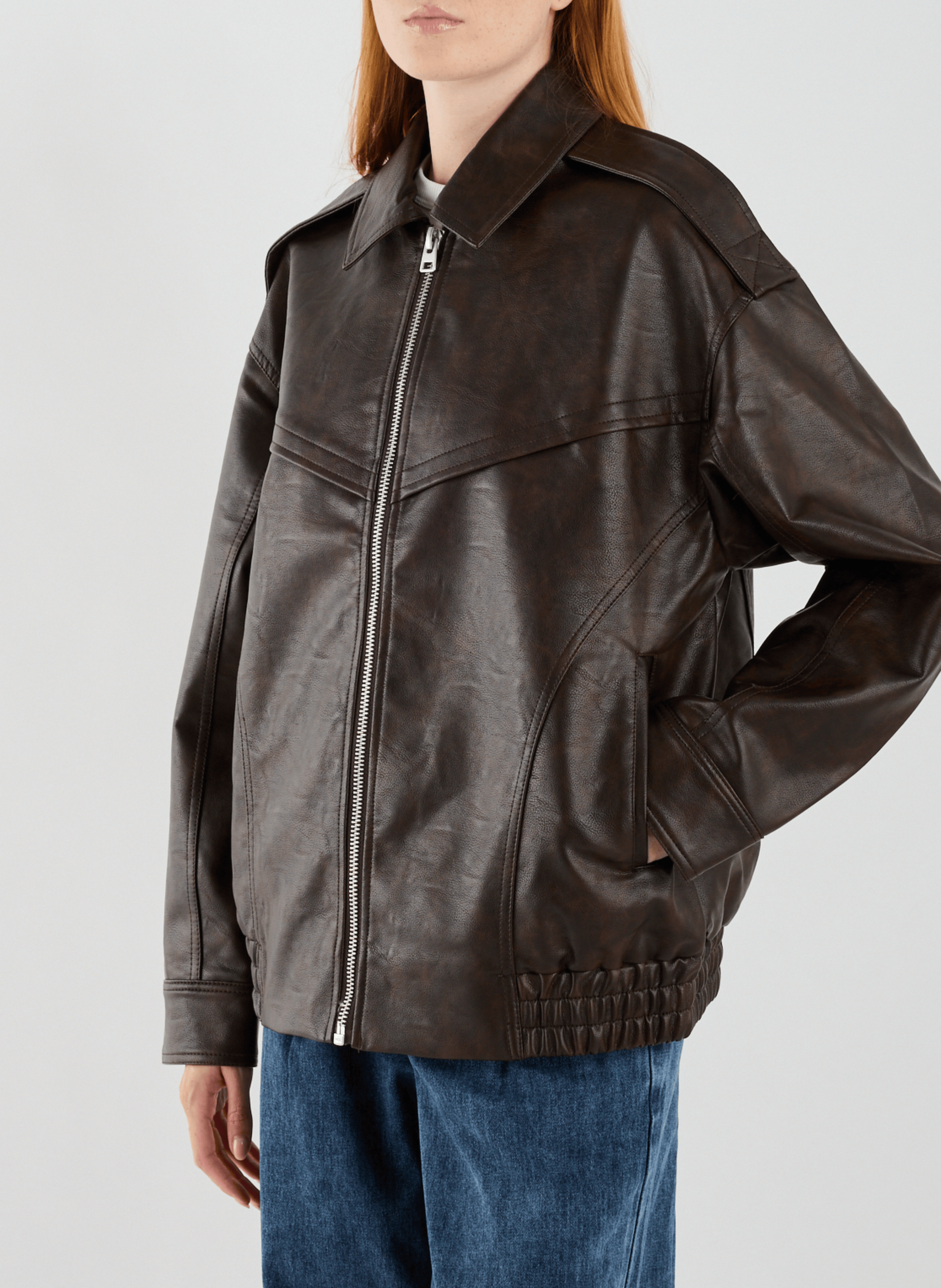 TOPSHOP Blouson ample col classique Marron