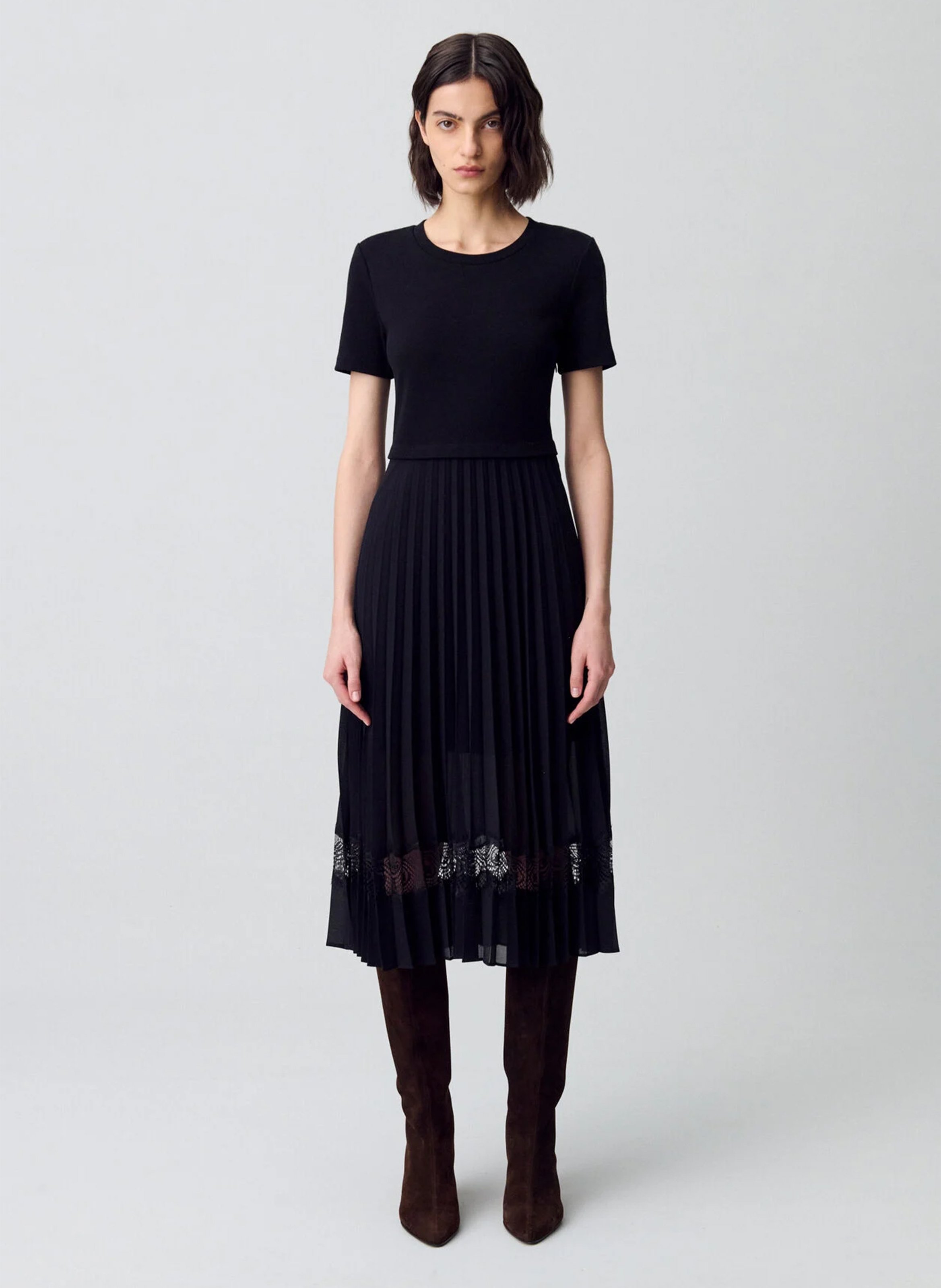 Robe midi bi-matière CLAUDIE PIERLOT Noir