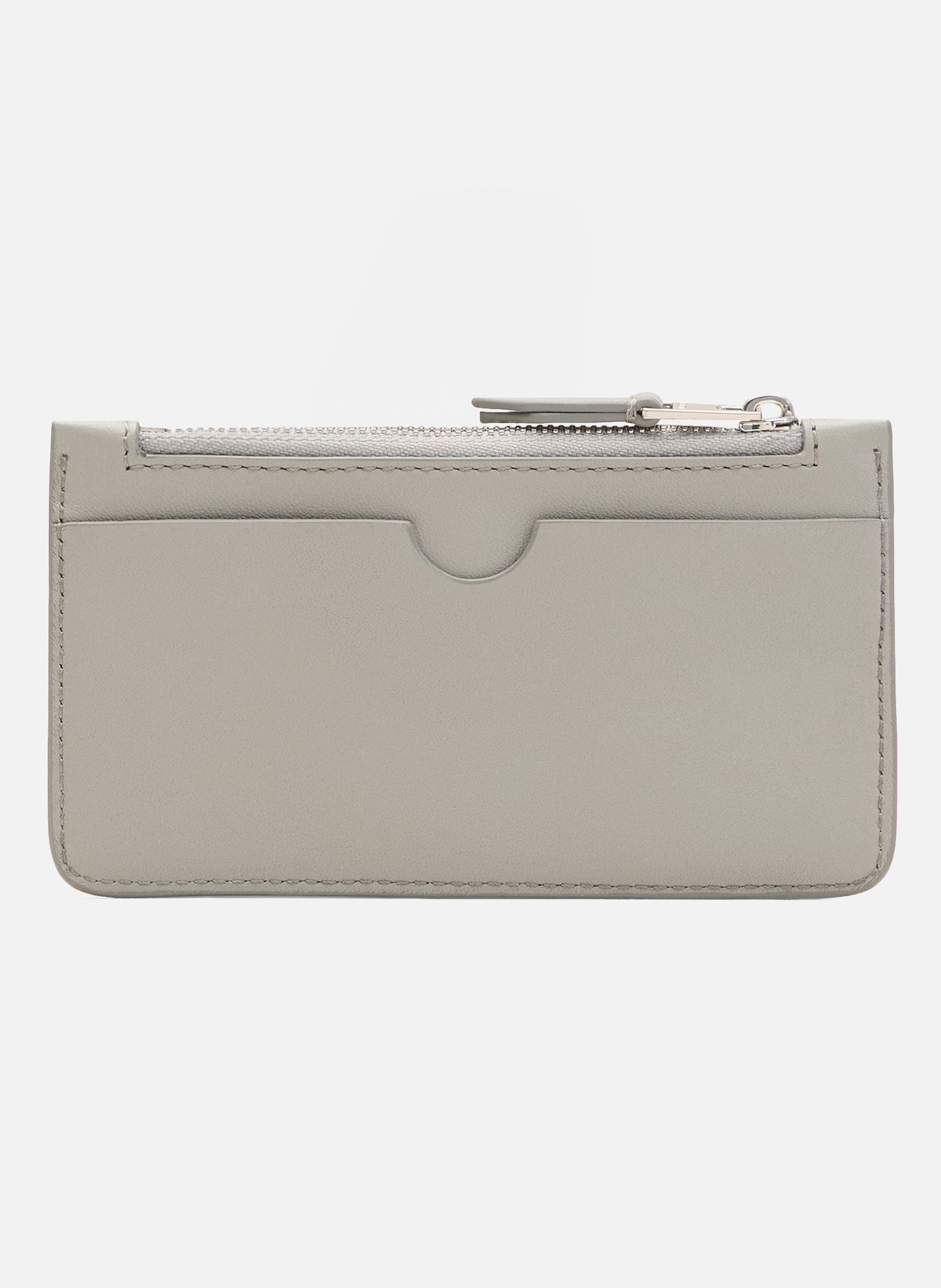 Porte Cartes Zippé Ami De Coeur En Cuir Lisse unisexe AMI PARIS Gris