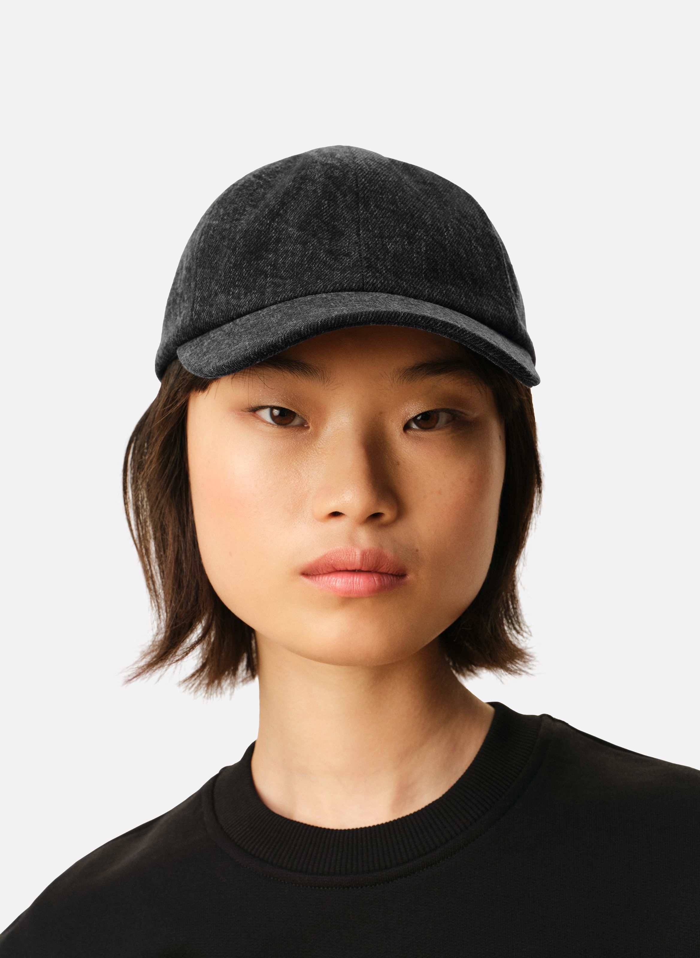 Casquette empiècement côté ami paris unisexe en denim AMI PARIS Noir