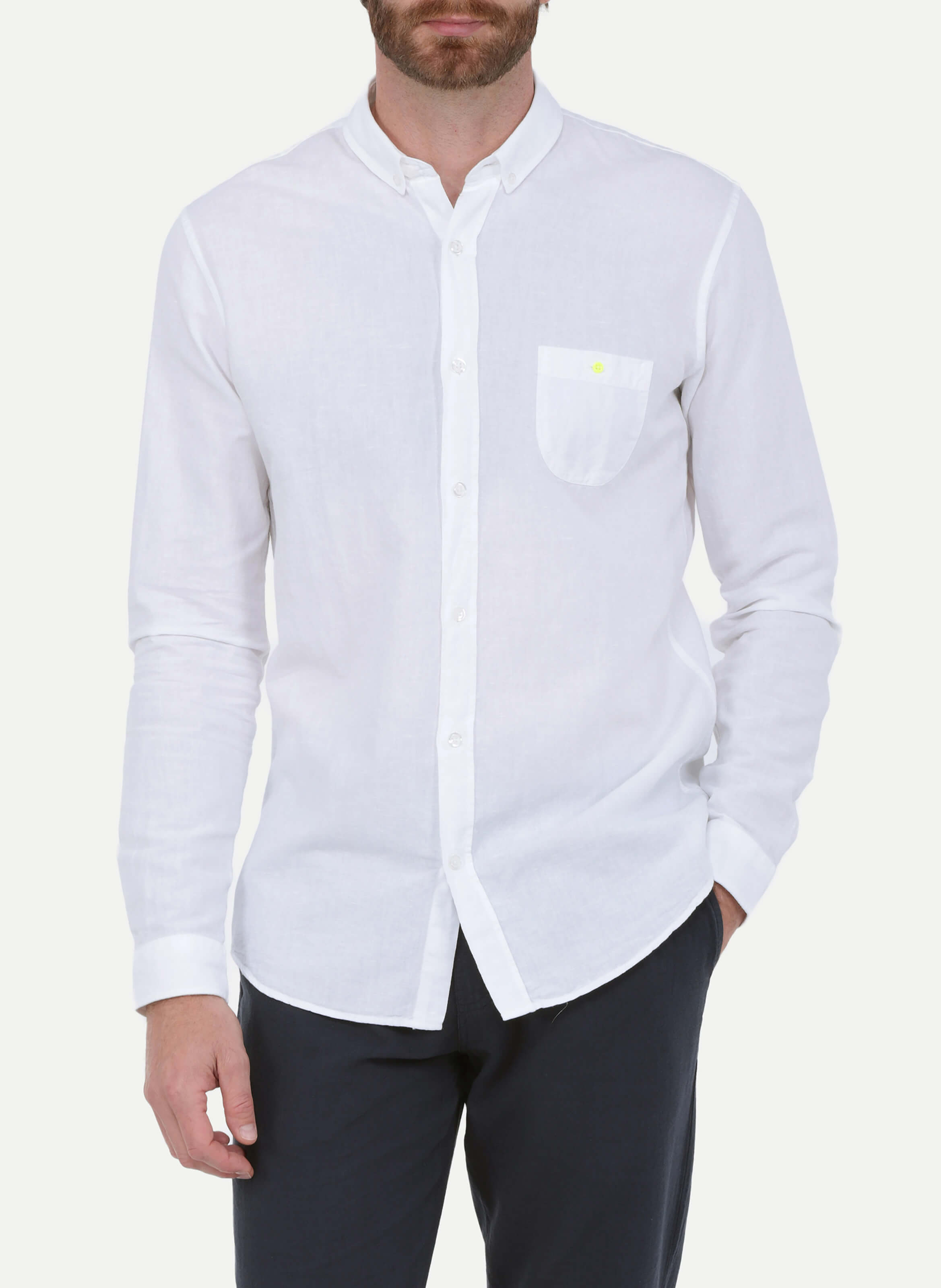 Chemise  en coton et lin GILI'S Blanc