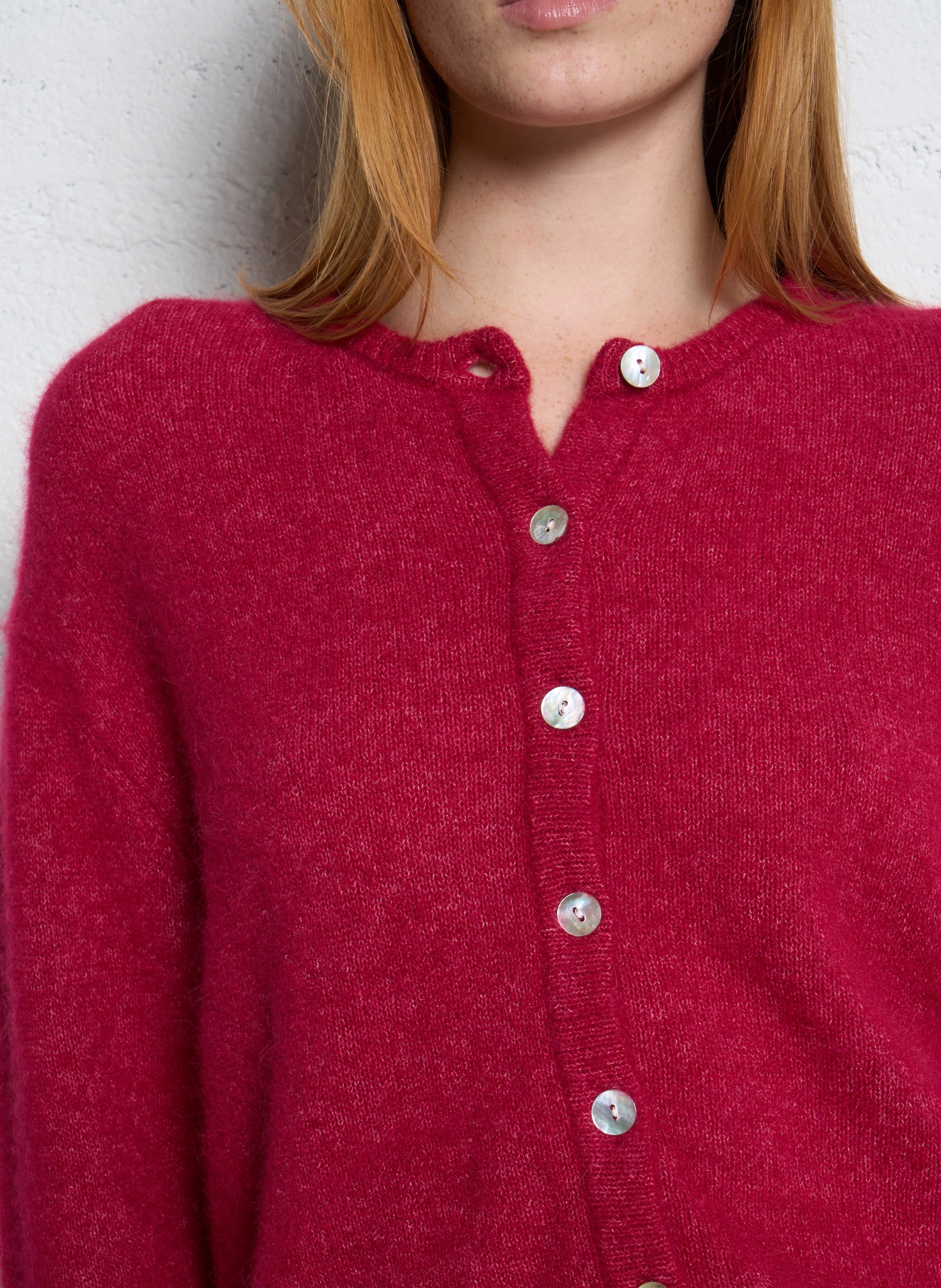 Gilet ample col rond en laine mélangée Vitow AMERICAN VINTAGE Rouge