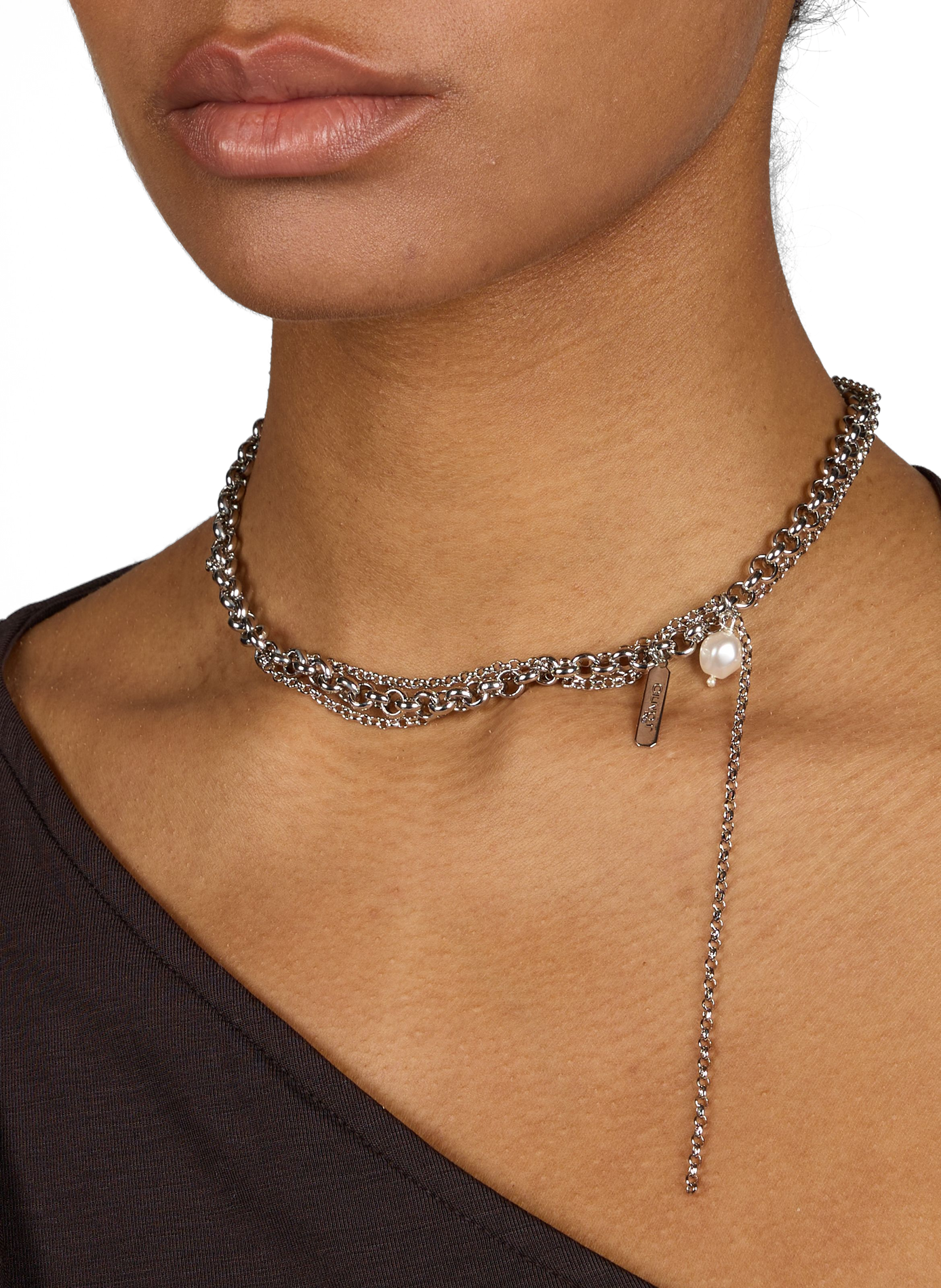 Richie triple chain necklace JUSTINE CLENQUET Silver