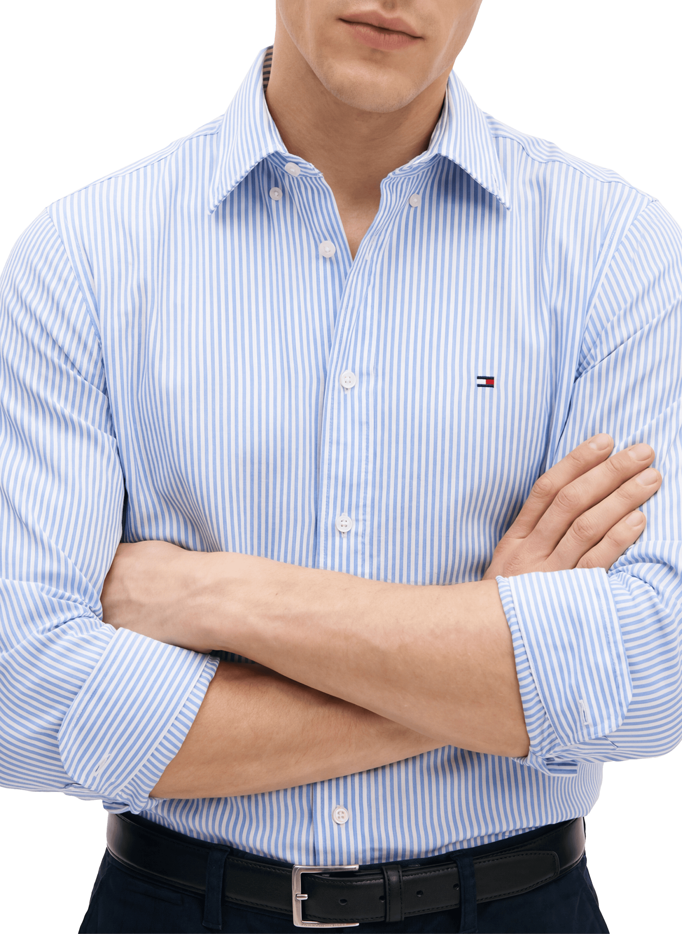 Straight Striped Shirt in Mixed Cotton TOMMY HILFIGER Blue