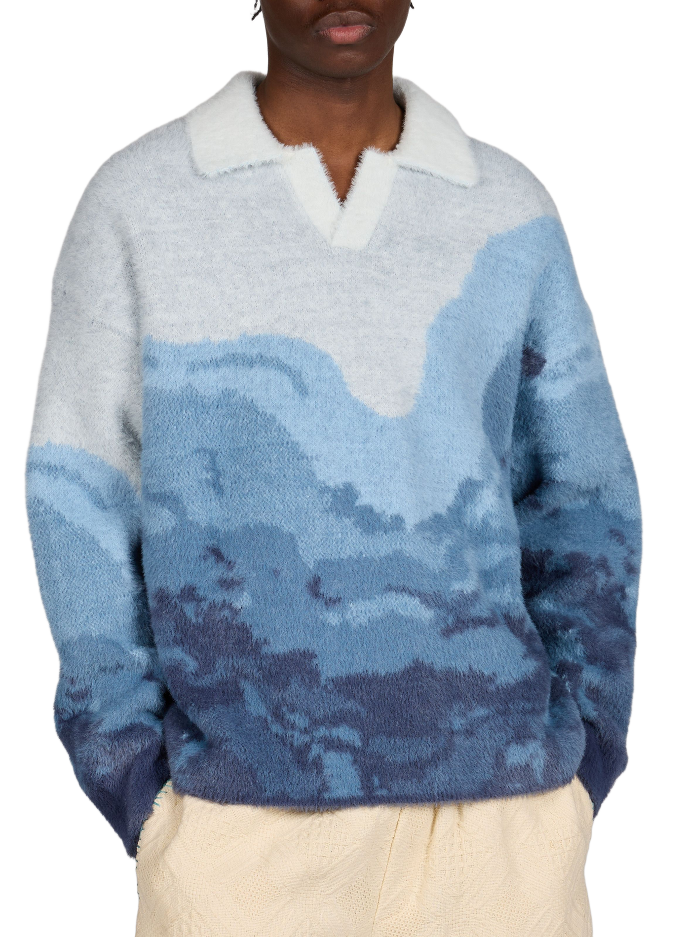Fluffy oversized polo CALEB Blue