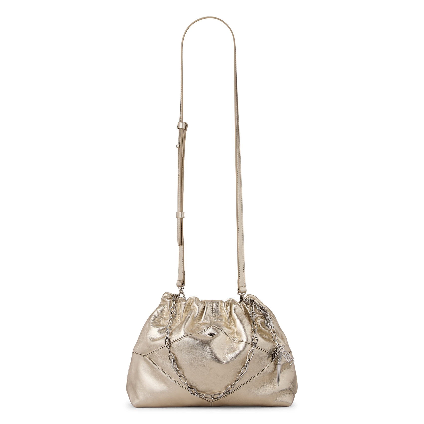 Sac bandoulière en cuir métallisé mini june tote BA&SH Doré