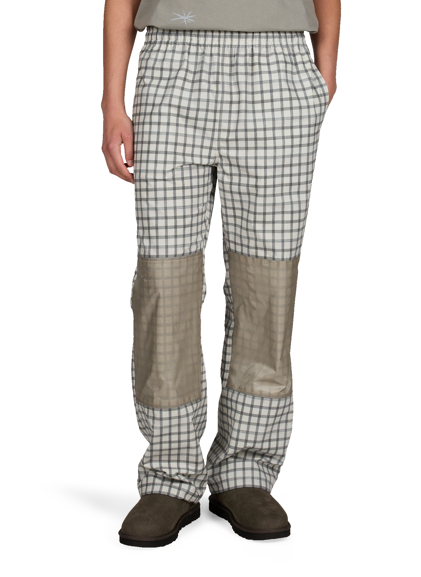 Pantalon large à carreaux ROA Blanc