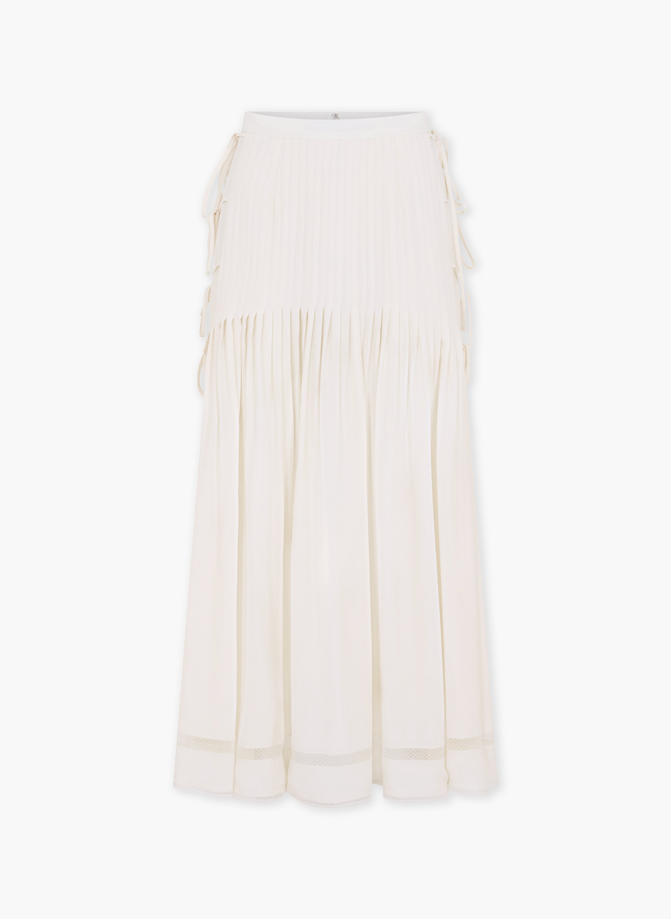 Jupe midi en crêpe de viscose avec détails nœuds sur les côtés RABANNE Blanc