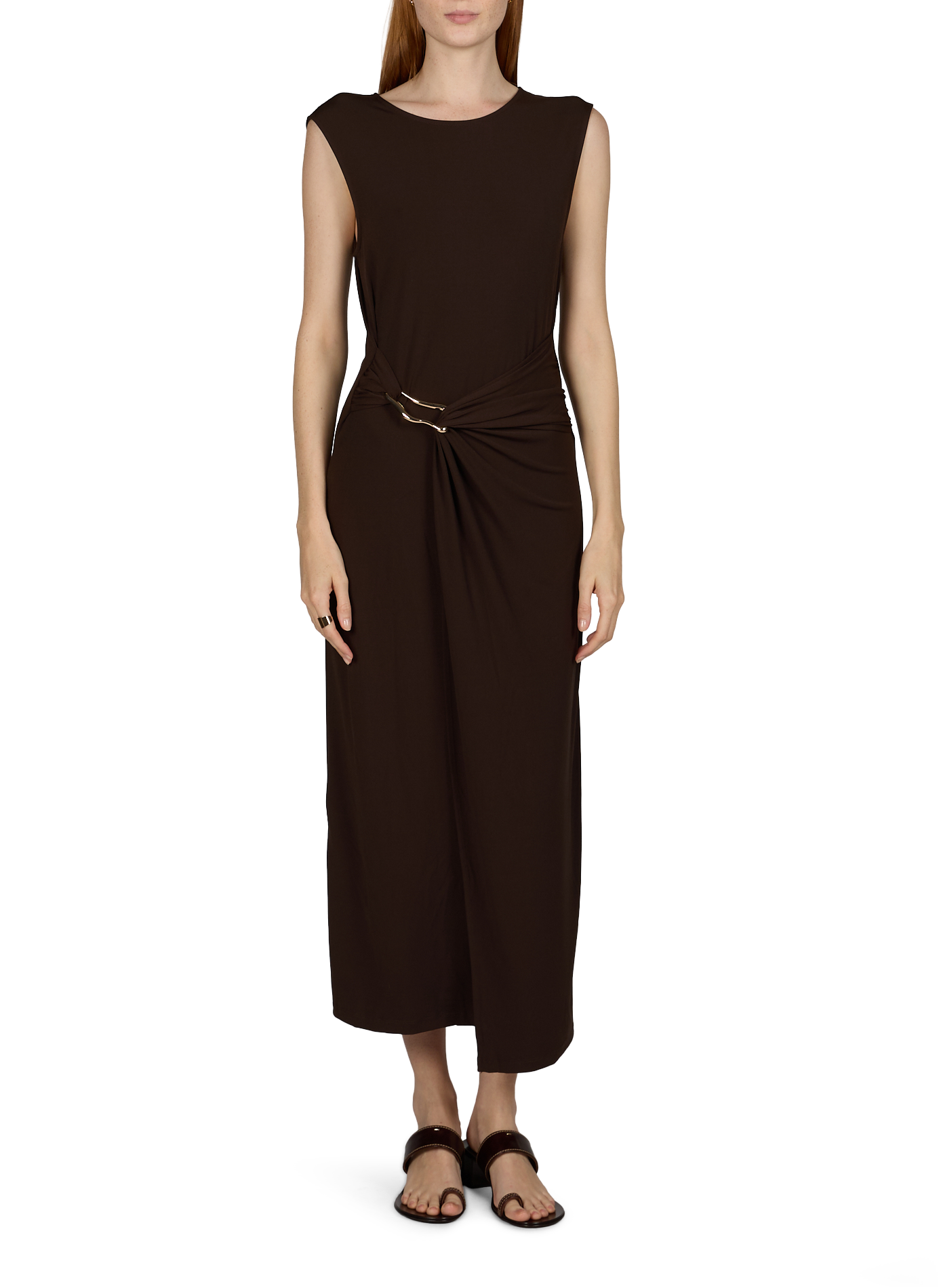 Sleeveless Midi Dress with Round Neck VILA Black