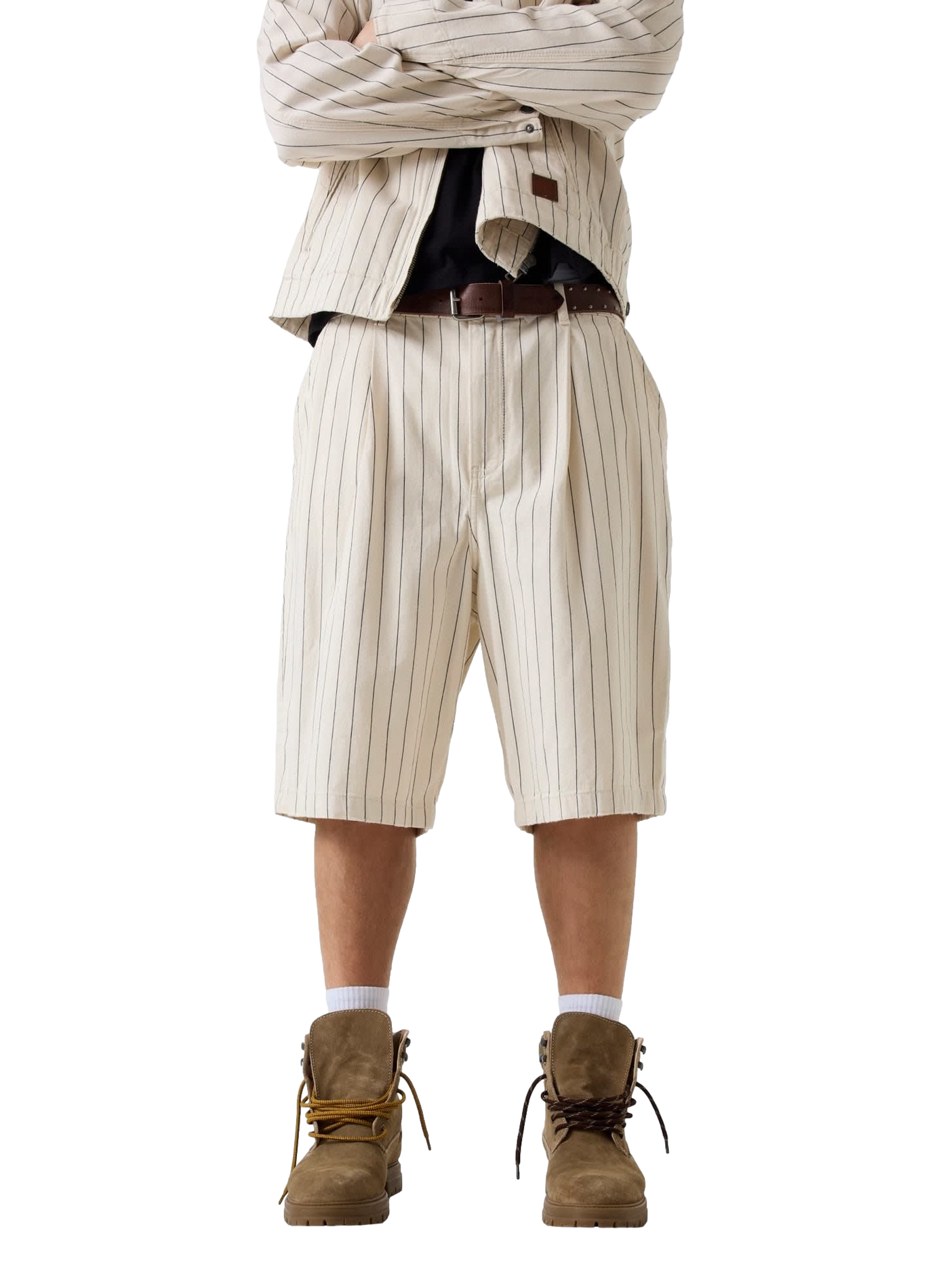 Baggy striped cotton bermuda shorts GUESS Beige