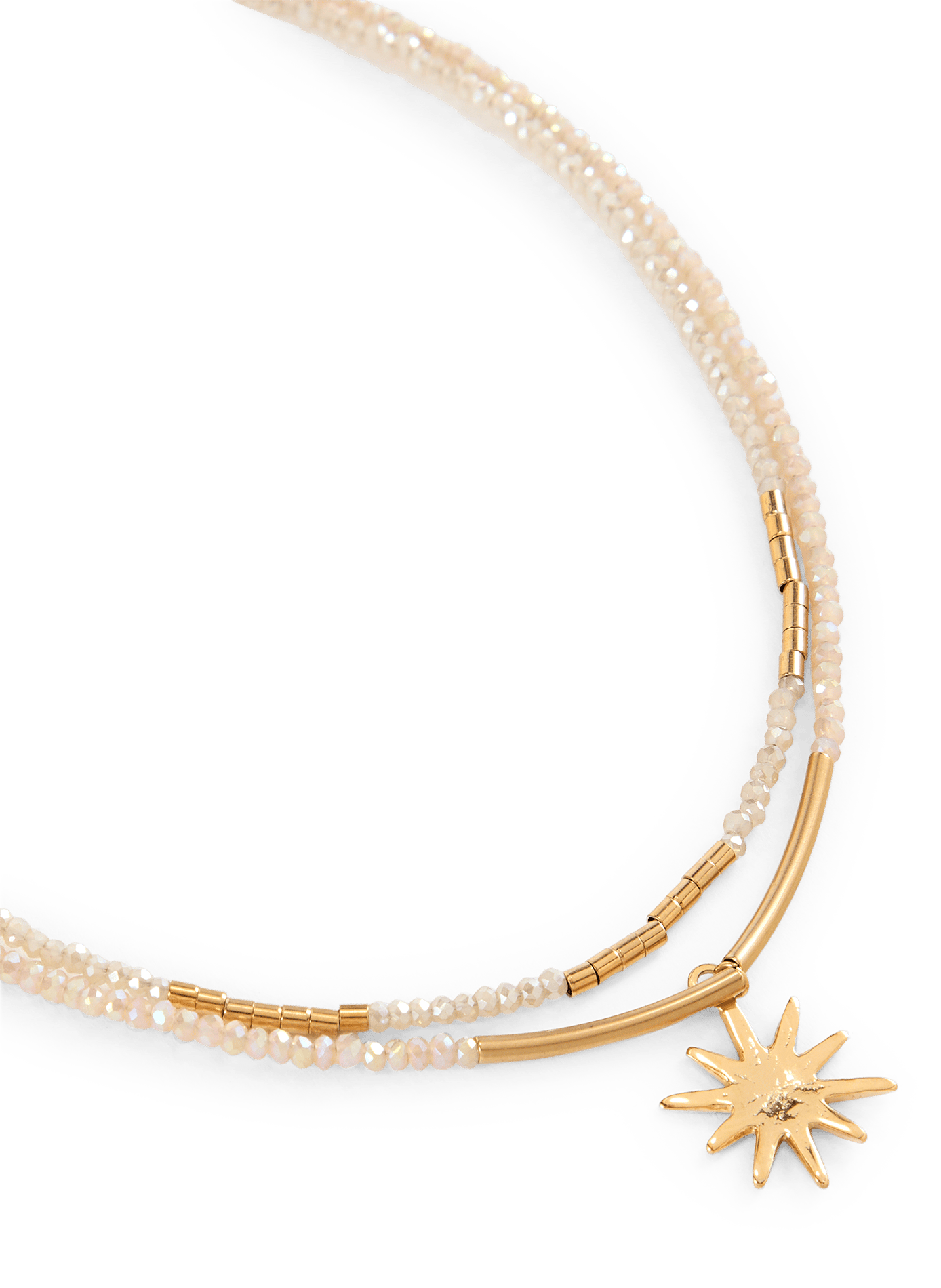 Mini Perlen Sonnenblume Halskette AU PRINTEMPS PARIS Beige