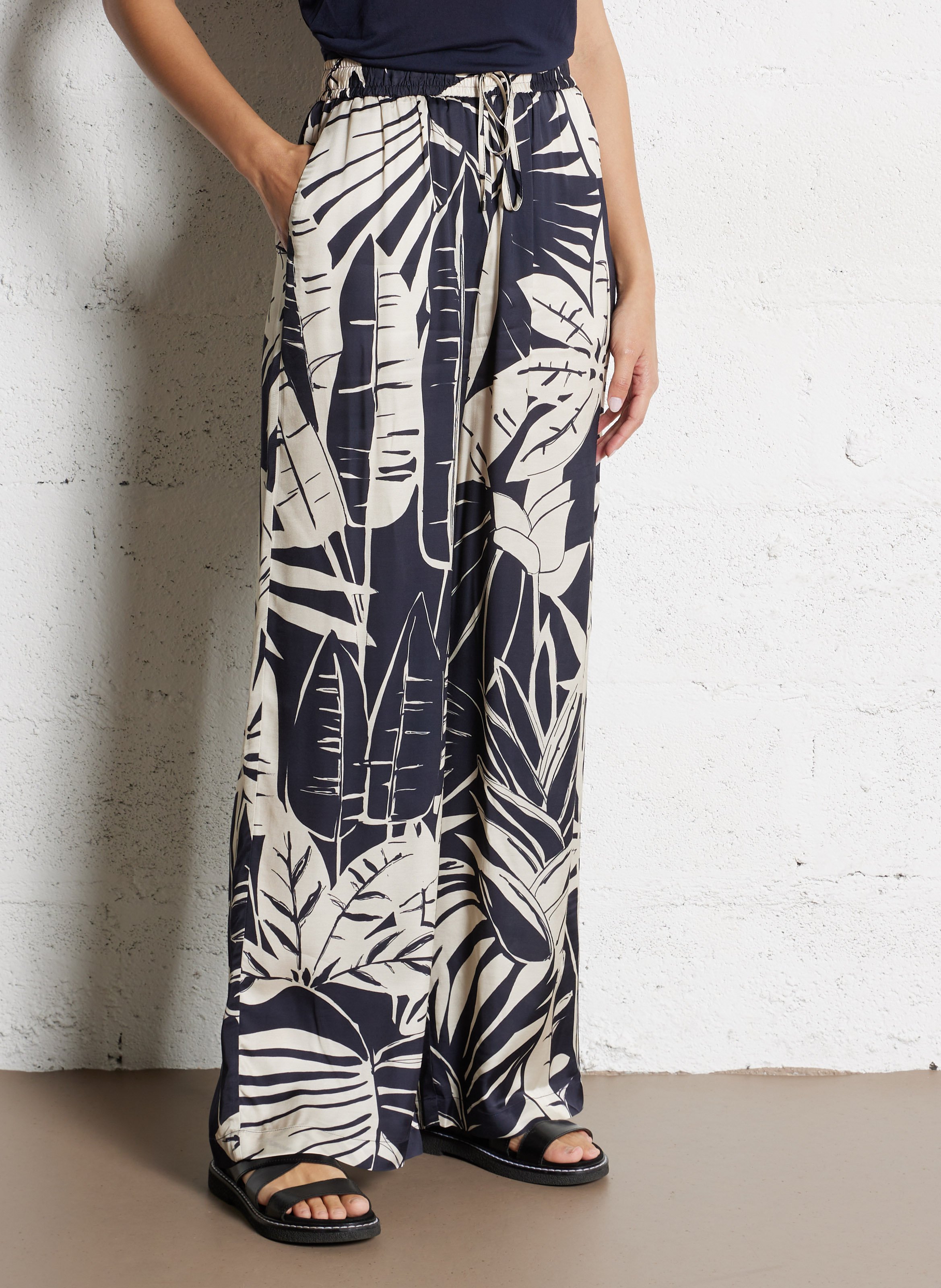 Pantalon large imprimé IKKS Bleu