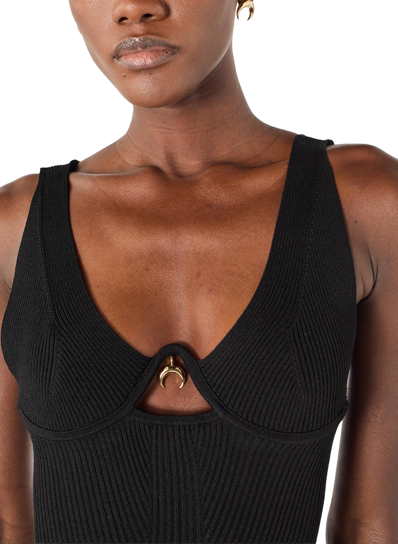 Robe longue à bretelles en maille MARINE SERRE Noir