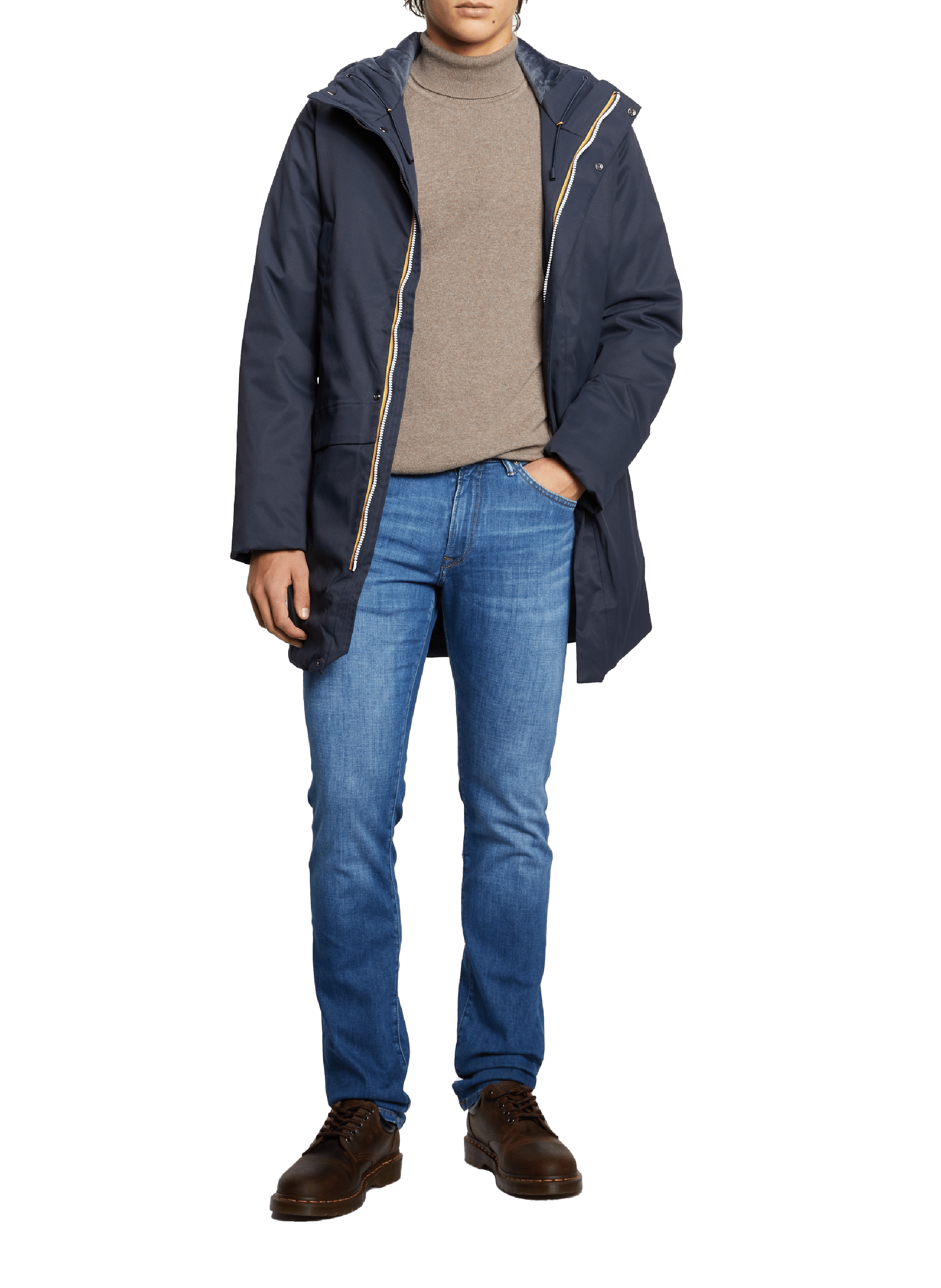 Parka droite à capuche | Bleu K-WAY Homme