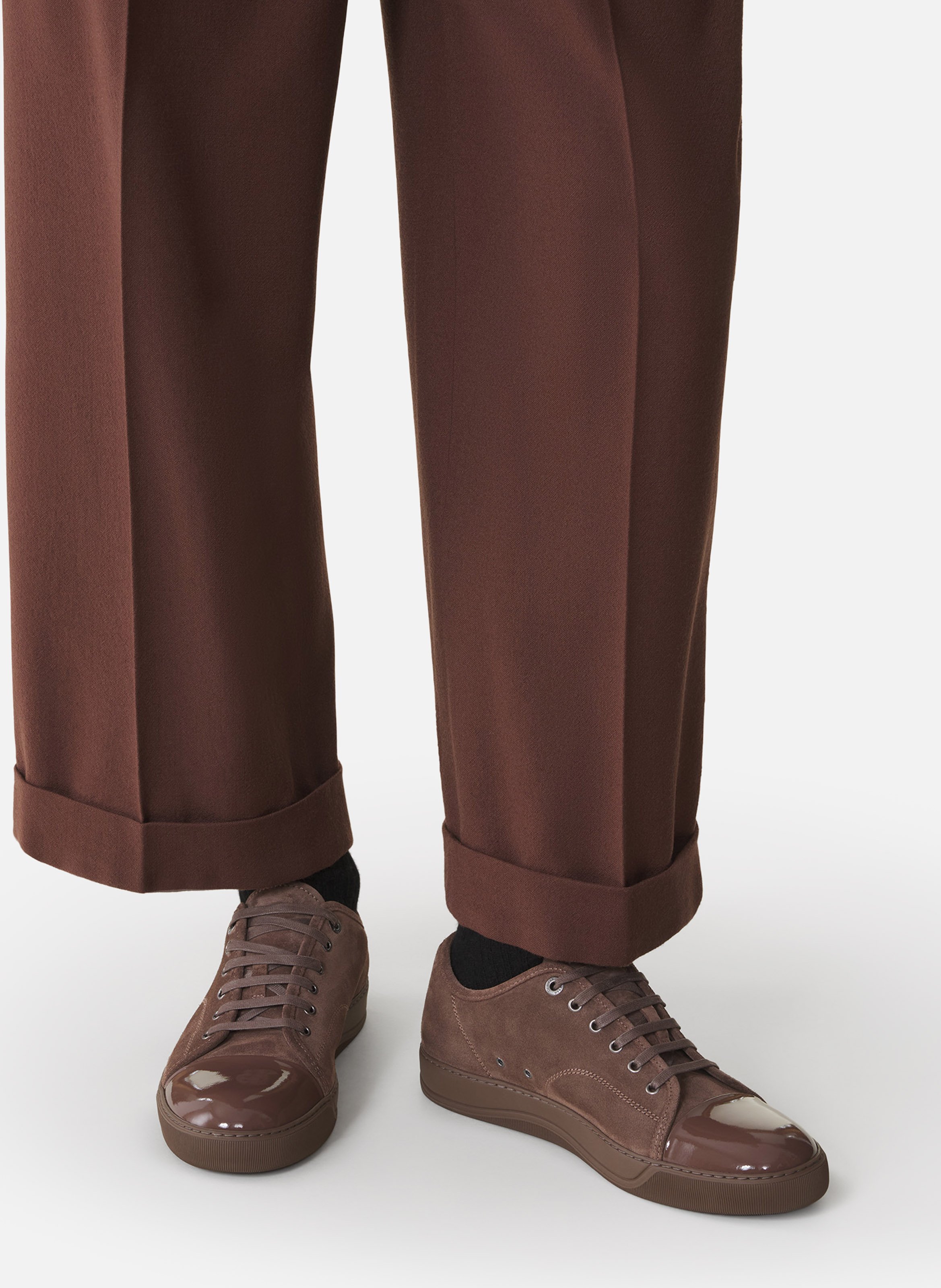 Sneakers dbb1 en suede et cuir vernis LANVIN Marron