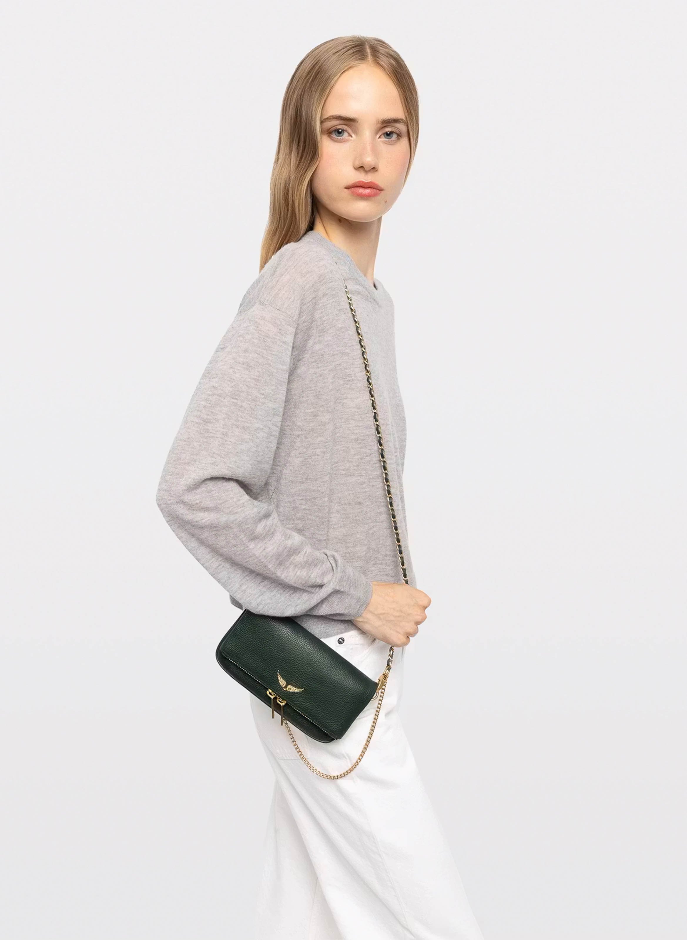 Pochette à rabat bandoulière en cuir rock mini ZADIG&VOLTAIRE Vert