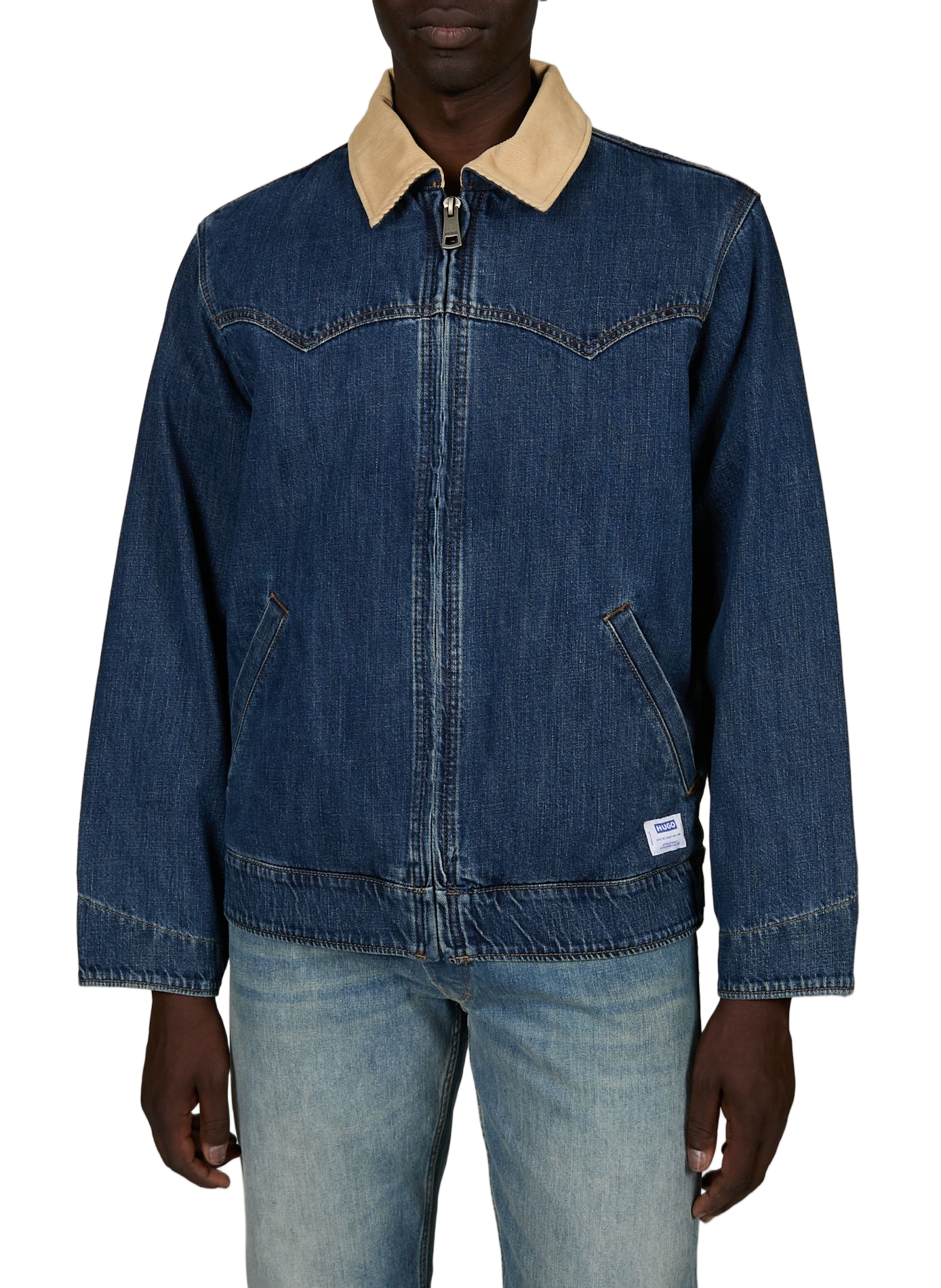 Jacket with classic cotton denim collar HUGO BLUE Blue
