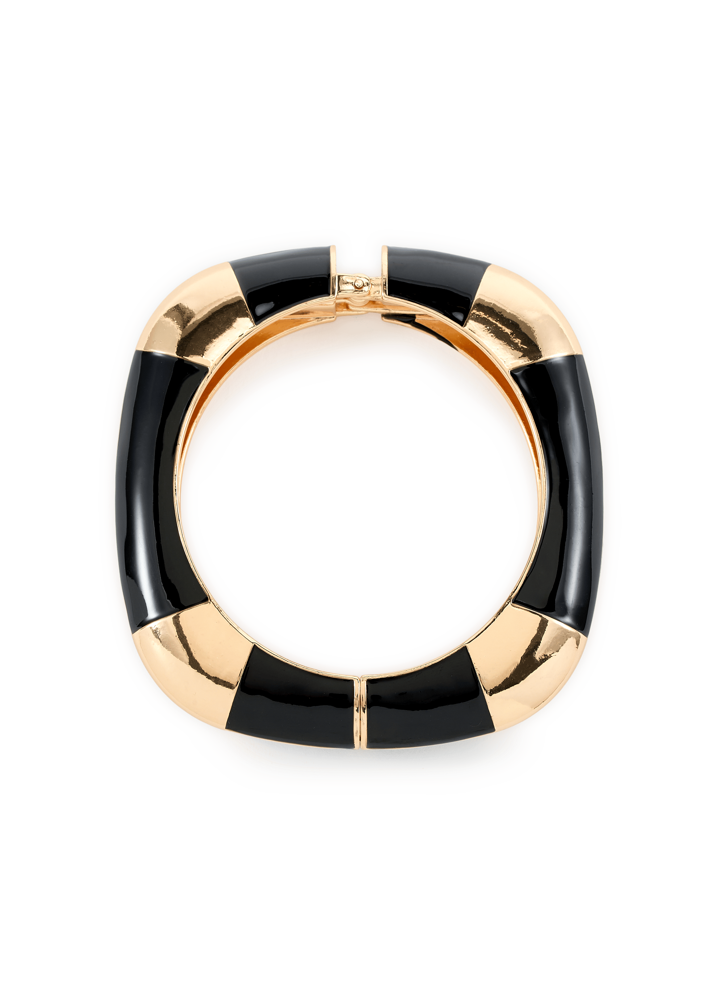 Gelbgold vergoldetes Emaille-Armband. AU PRINTEMPS PARIS Schwarz