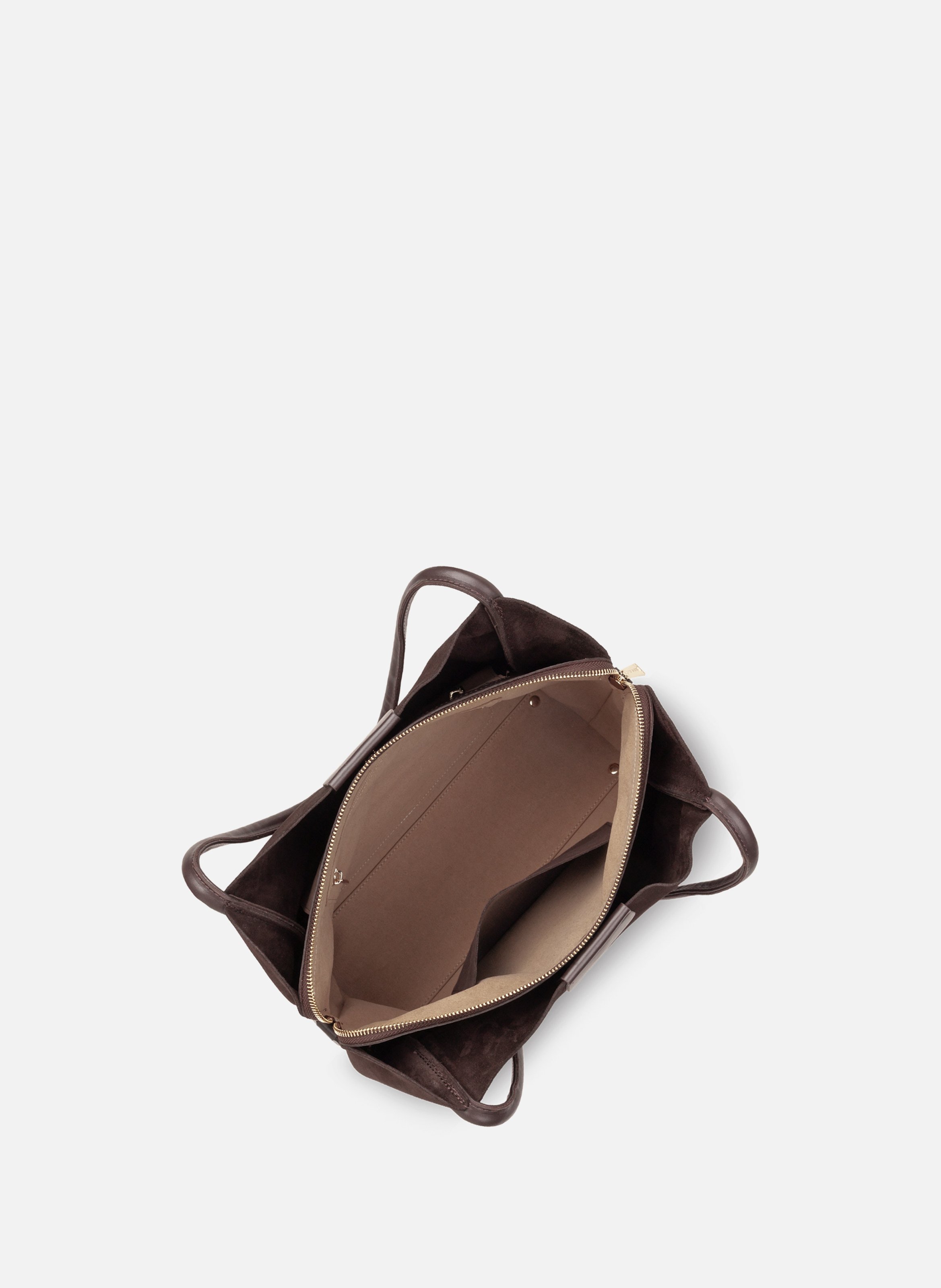 Grand sac cabas épaule - suède ida LANCASTER Marron