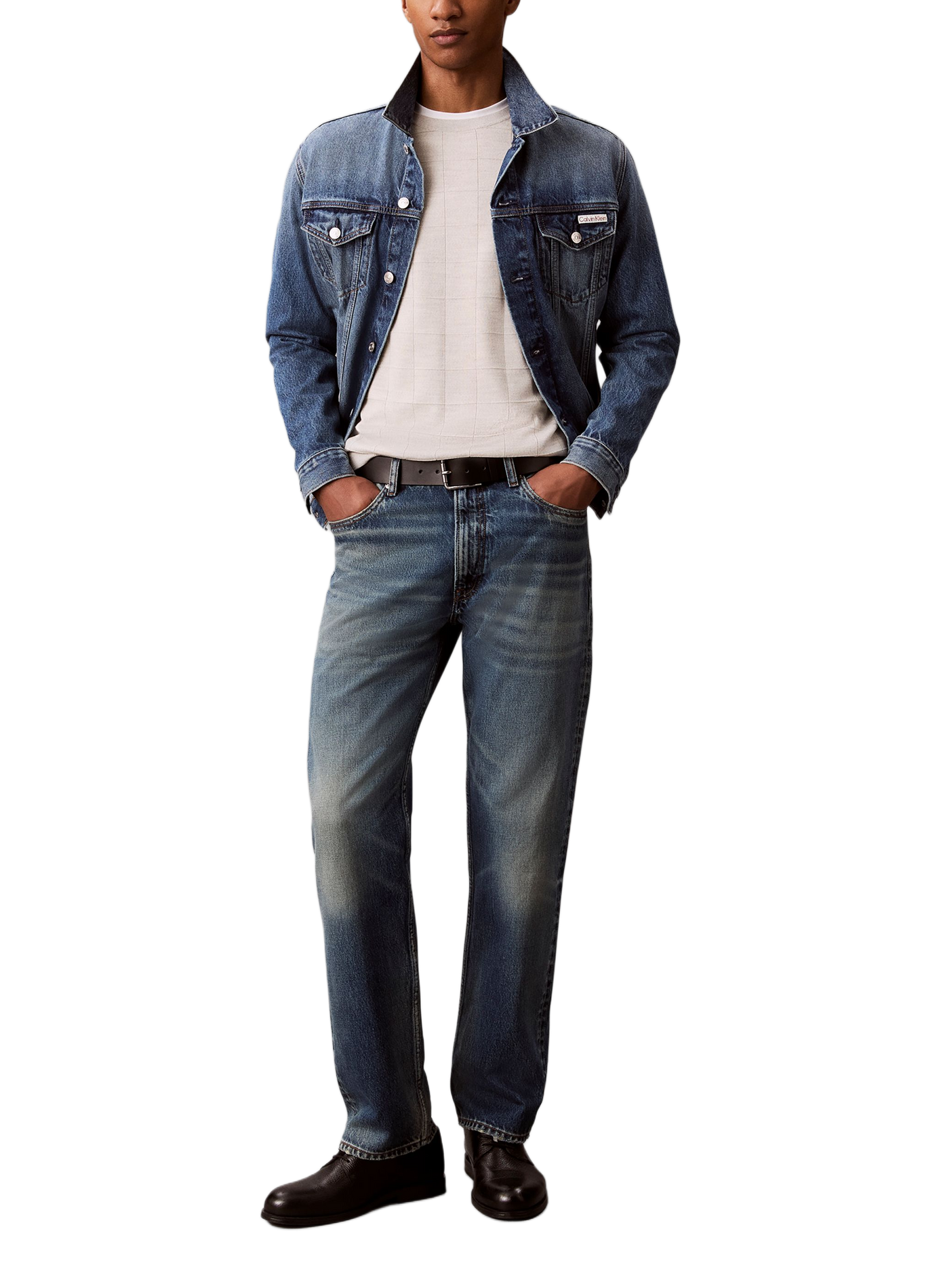 Gerader Merinowollpullover CALVIN KLEIN Grau