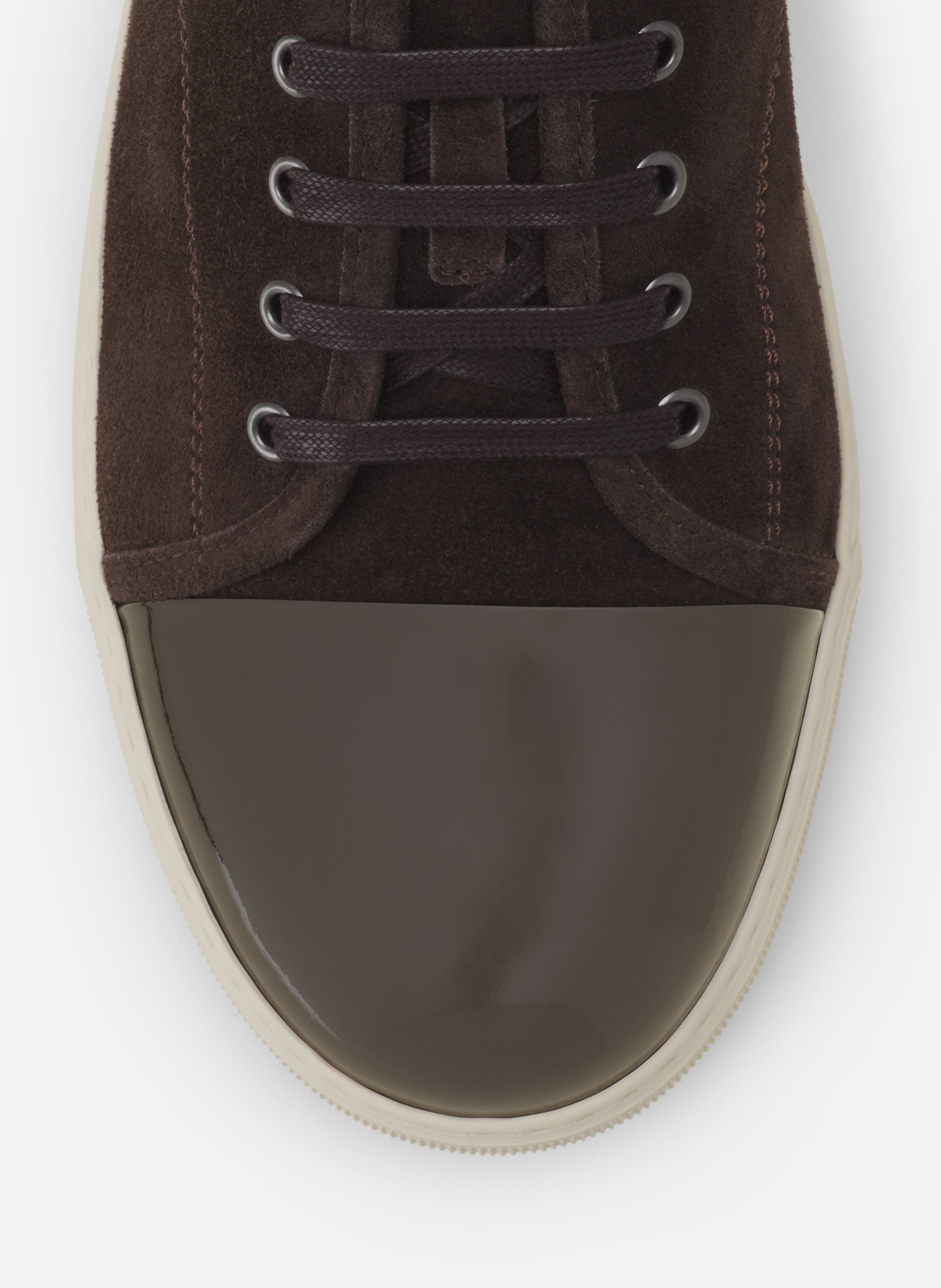 Sneakers dbb1 en suede et cuir vernis LANVIN Marron