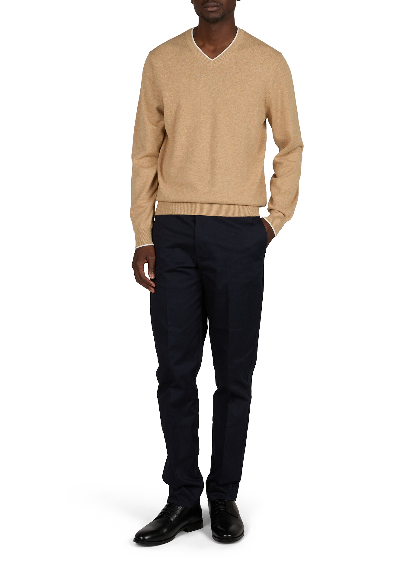 V-Ausschnitt-Pullover aus Baumwollmischung VAN LAACK Beige