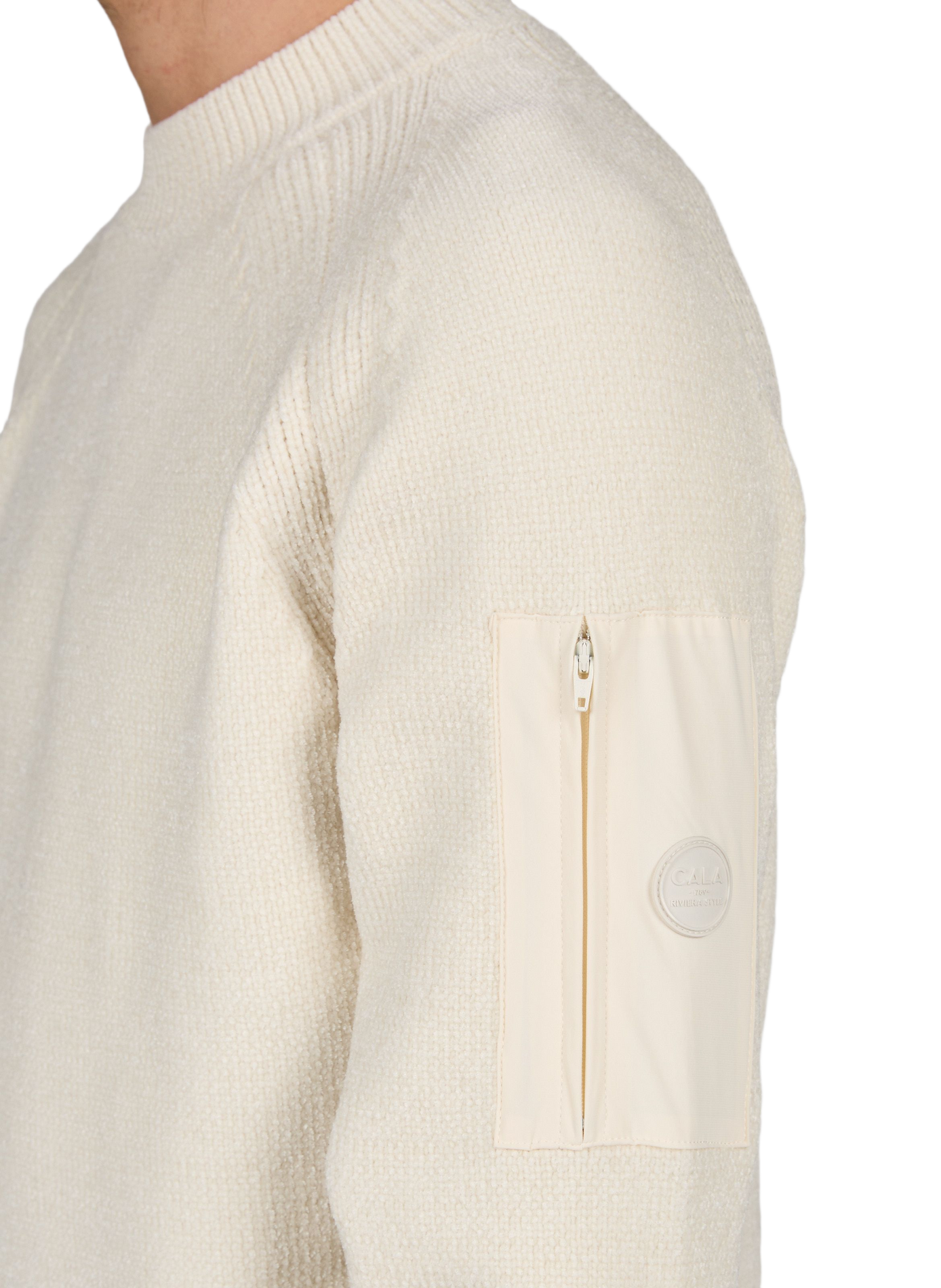 Runder gerader Pullover in Uni-Farbe 1789 CALA Beige