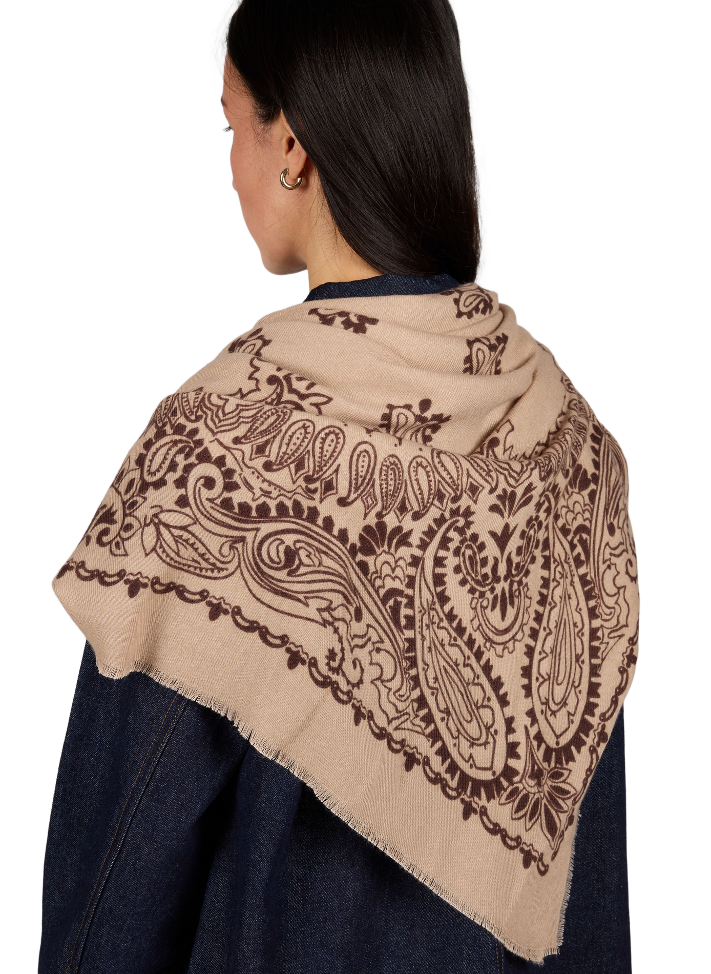 Printed fringed scarf AU PRINTEMPS PARIS Beige