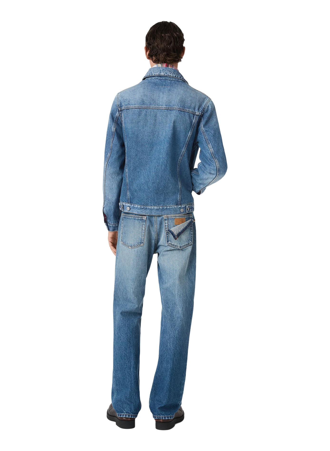 Straight classic collar cotton jacket MAISON MARGIELA Blue