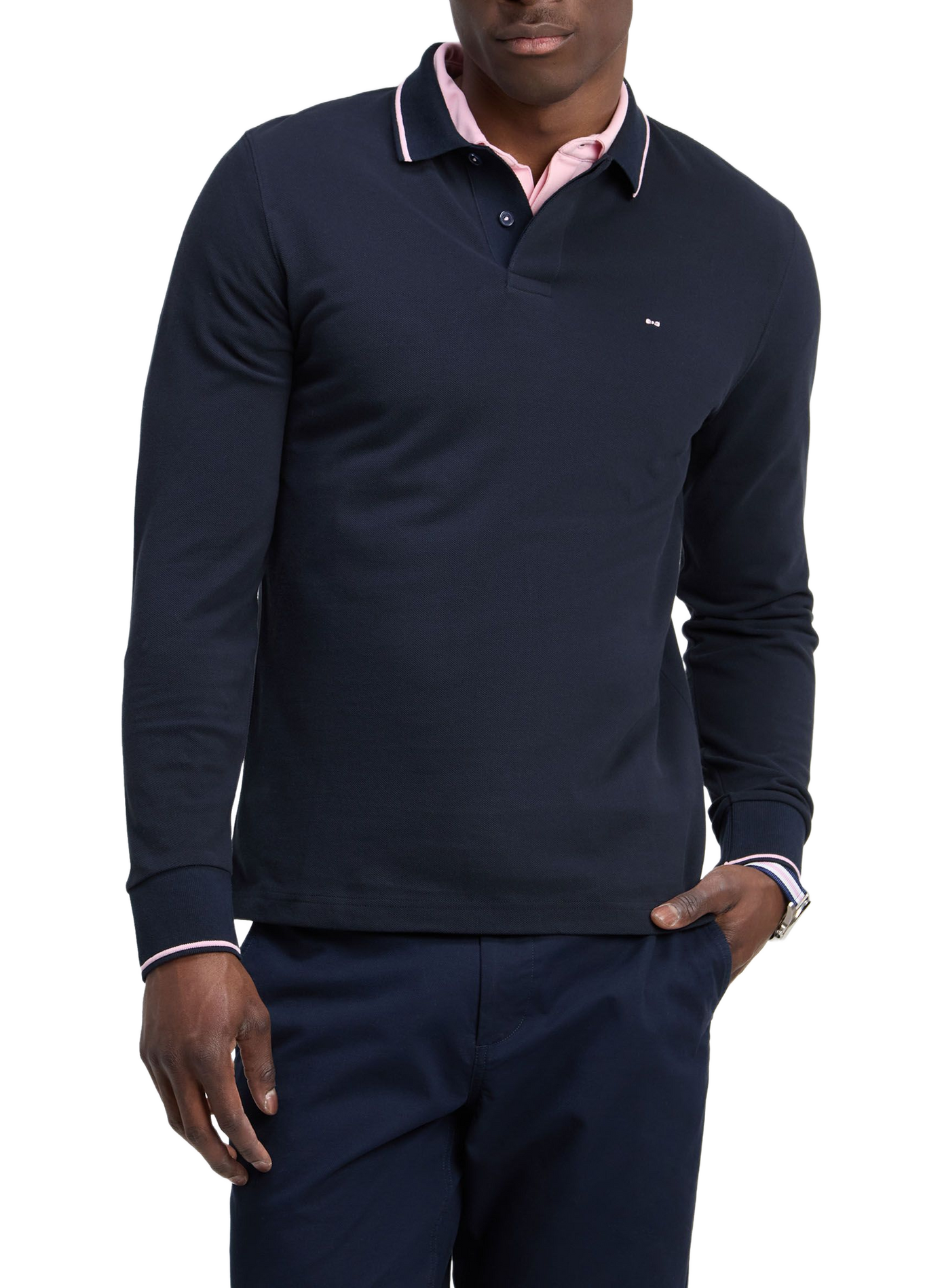 Gerader Polo mit gesticktem Logo aus Baumwolle. EDEN PARK Blau