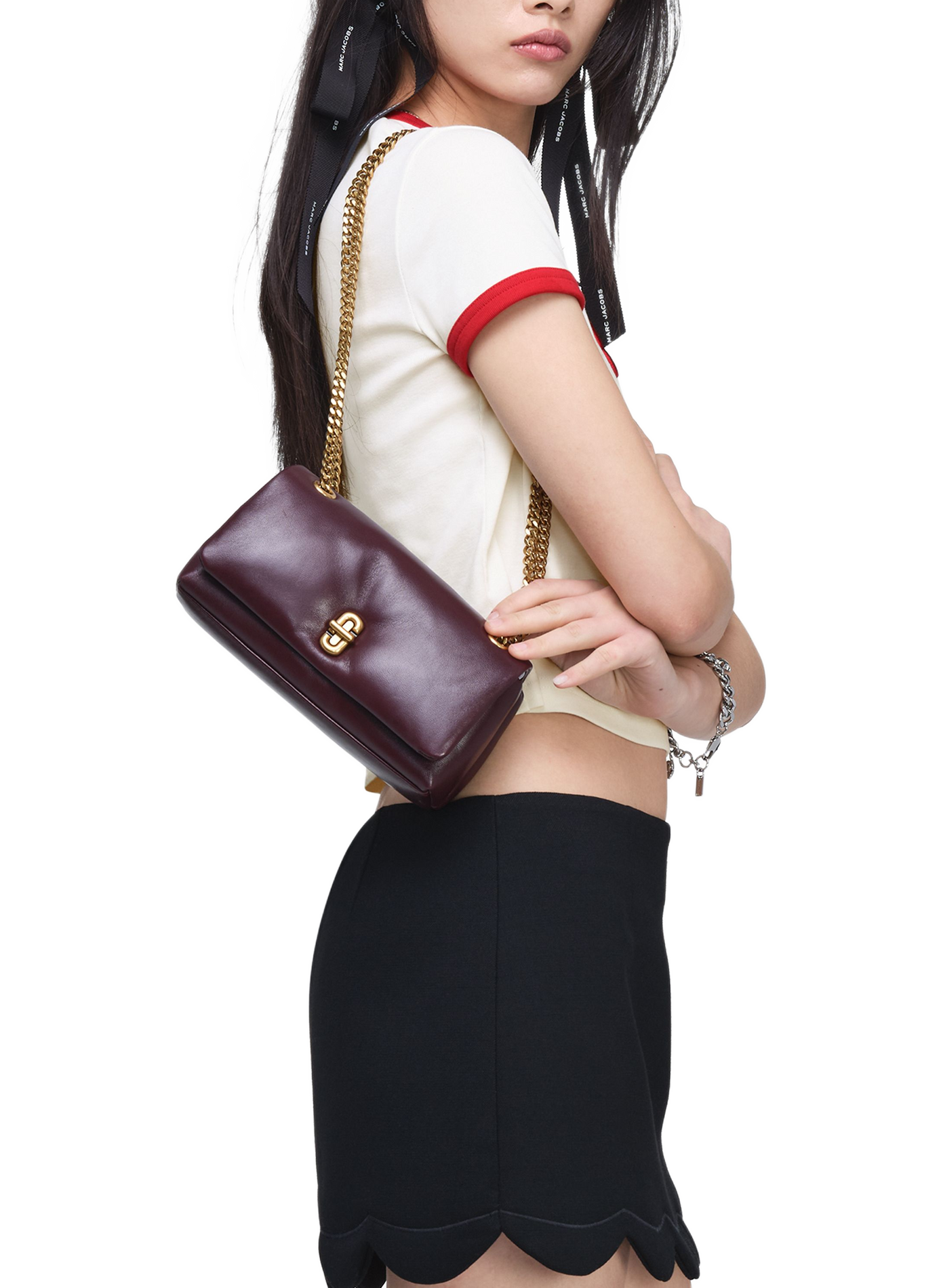 Mini sac The Pop J Marc en cuir d'agneau MARC JACOBS Rouge