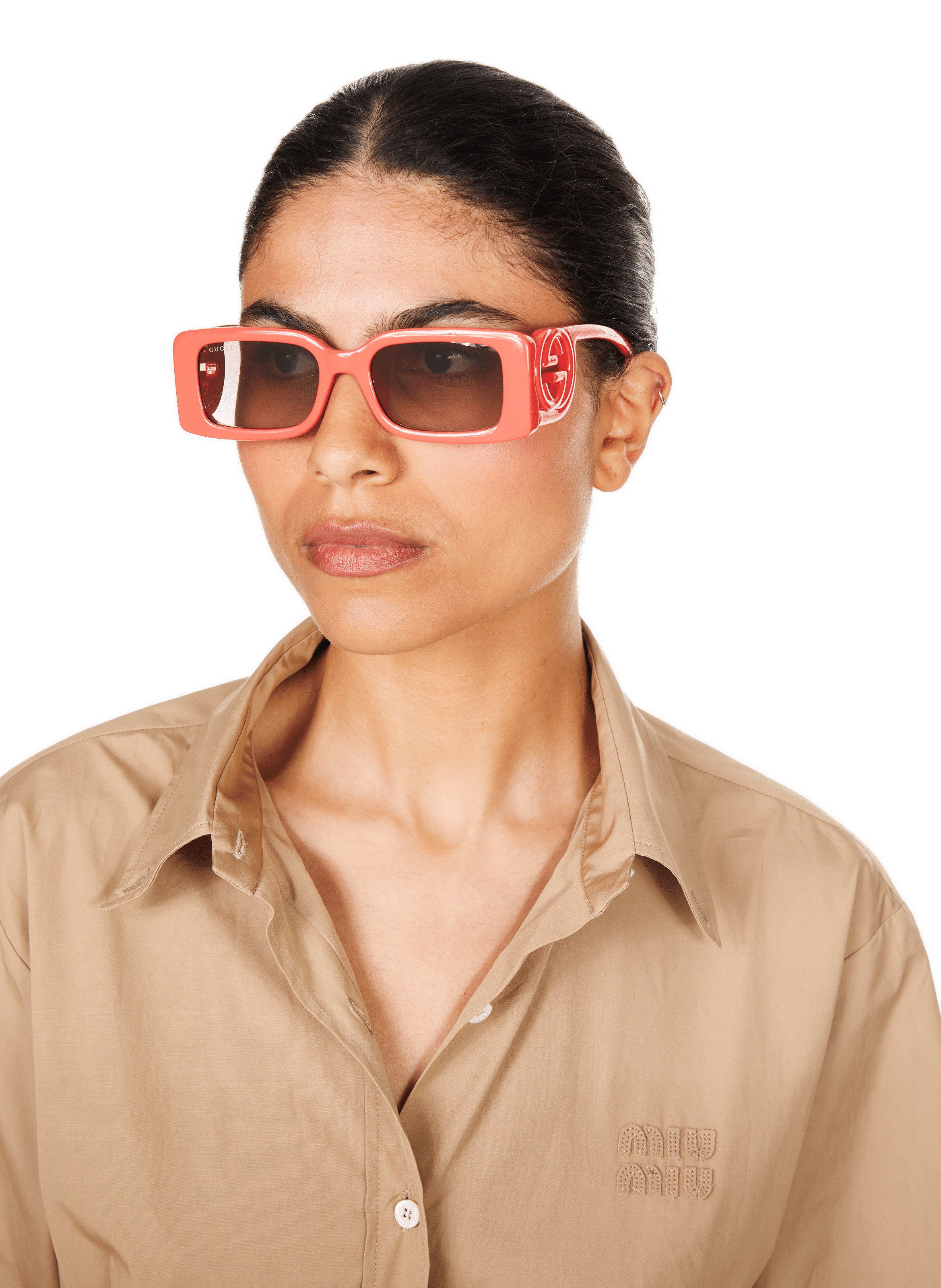 Lunettes de soleil rectangulaire GUCCI Rouge