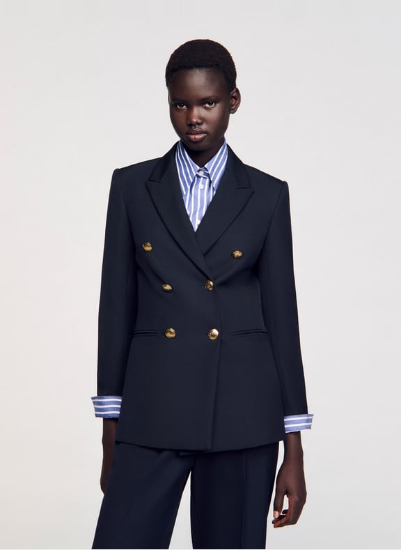 Veste col tailleur boutonnée Bleu by SANDRO SANDRO Veste col tailleur boutonnée Bleu