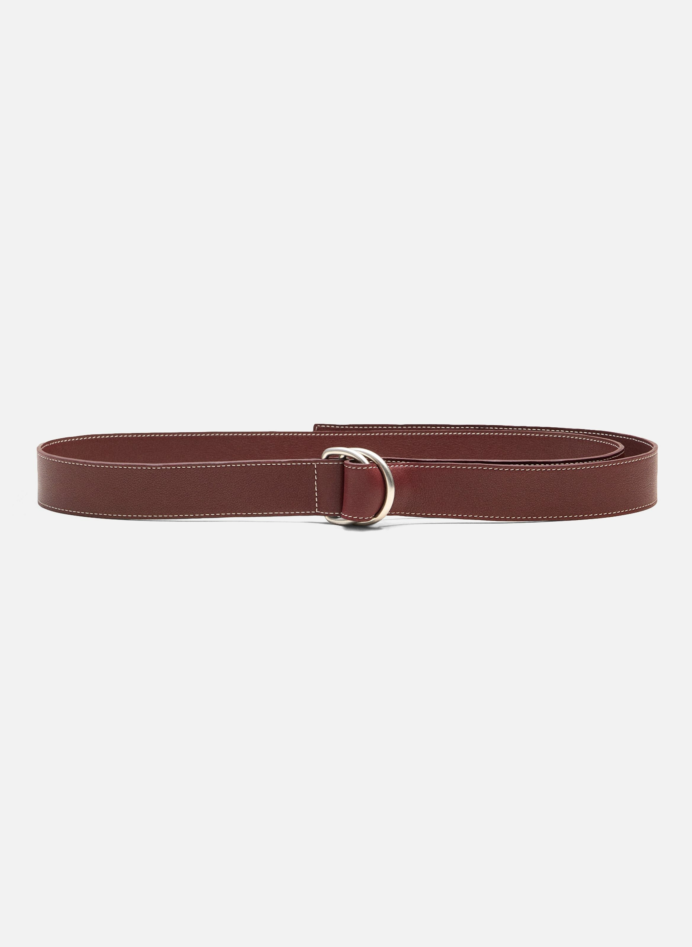 Ceinture boucle double 35mm en cuir souple unisexe AMI PARIS Rouge