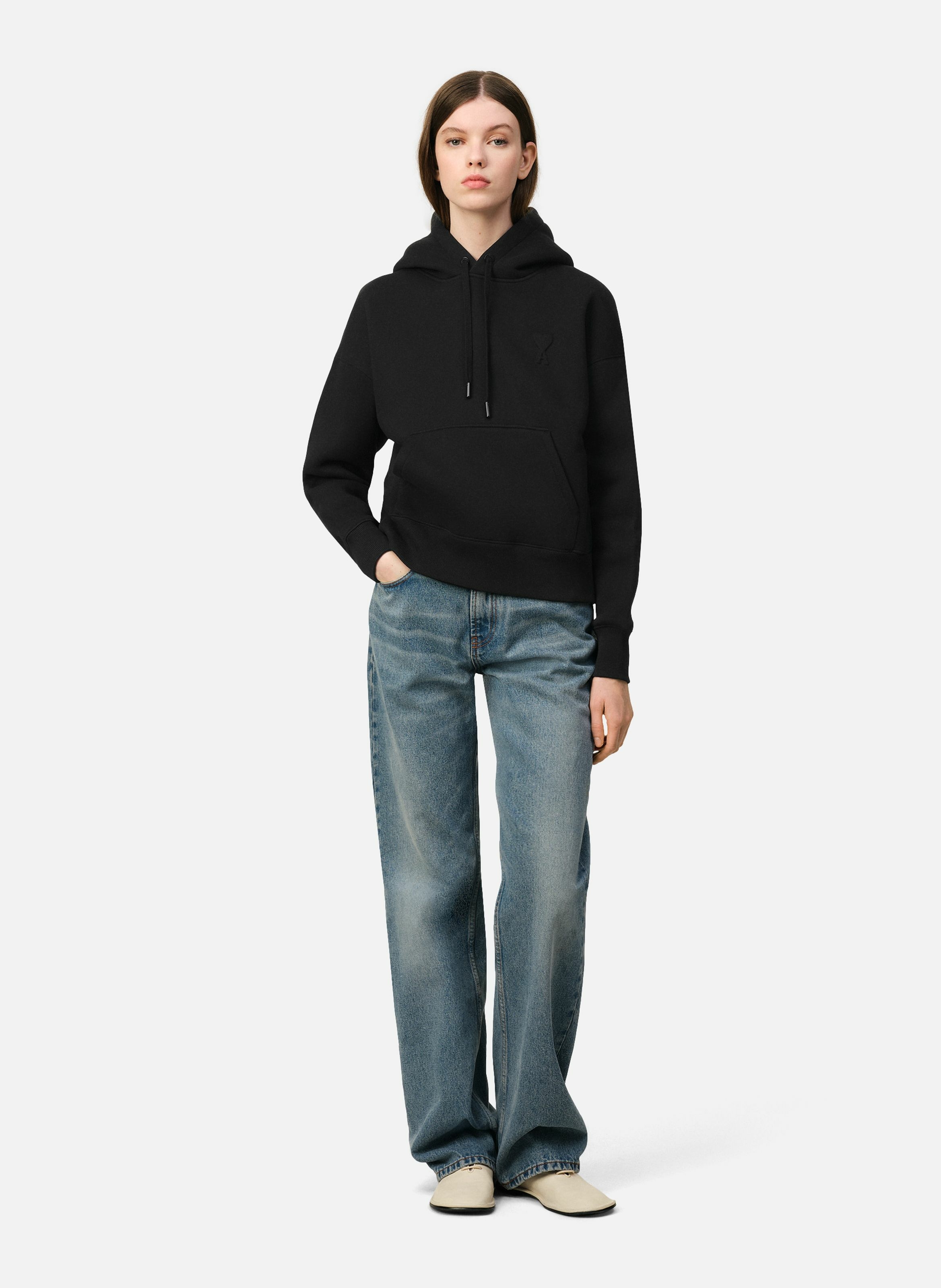 Sweatshirt à capuche ami de coeur unisexe AMI PARIS Noir