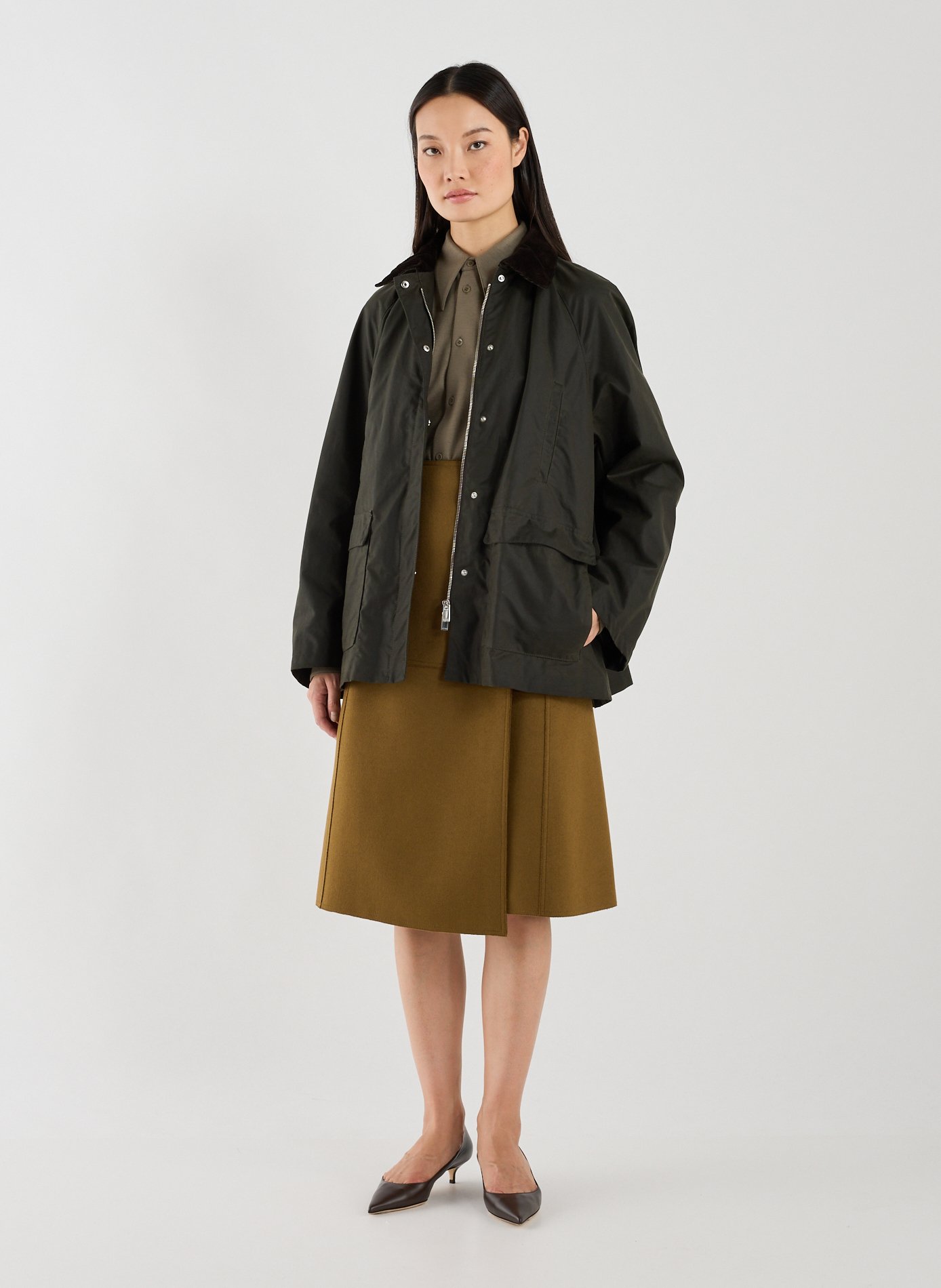 Oversized jacket with classic cotton collar TOTEME Brown