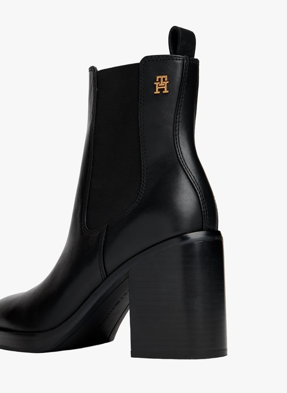 Bottines Chelsea High Block HL en cuir à bout carré  | Noir by TOMMY HILFIGER Bottines Chelsea High Block HL en cuir à bout carré  Noir