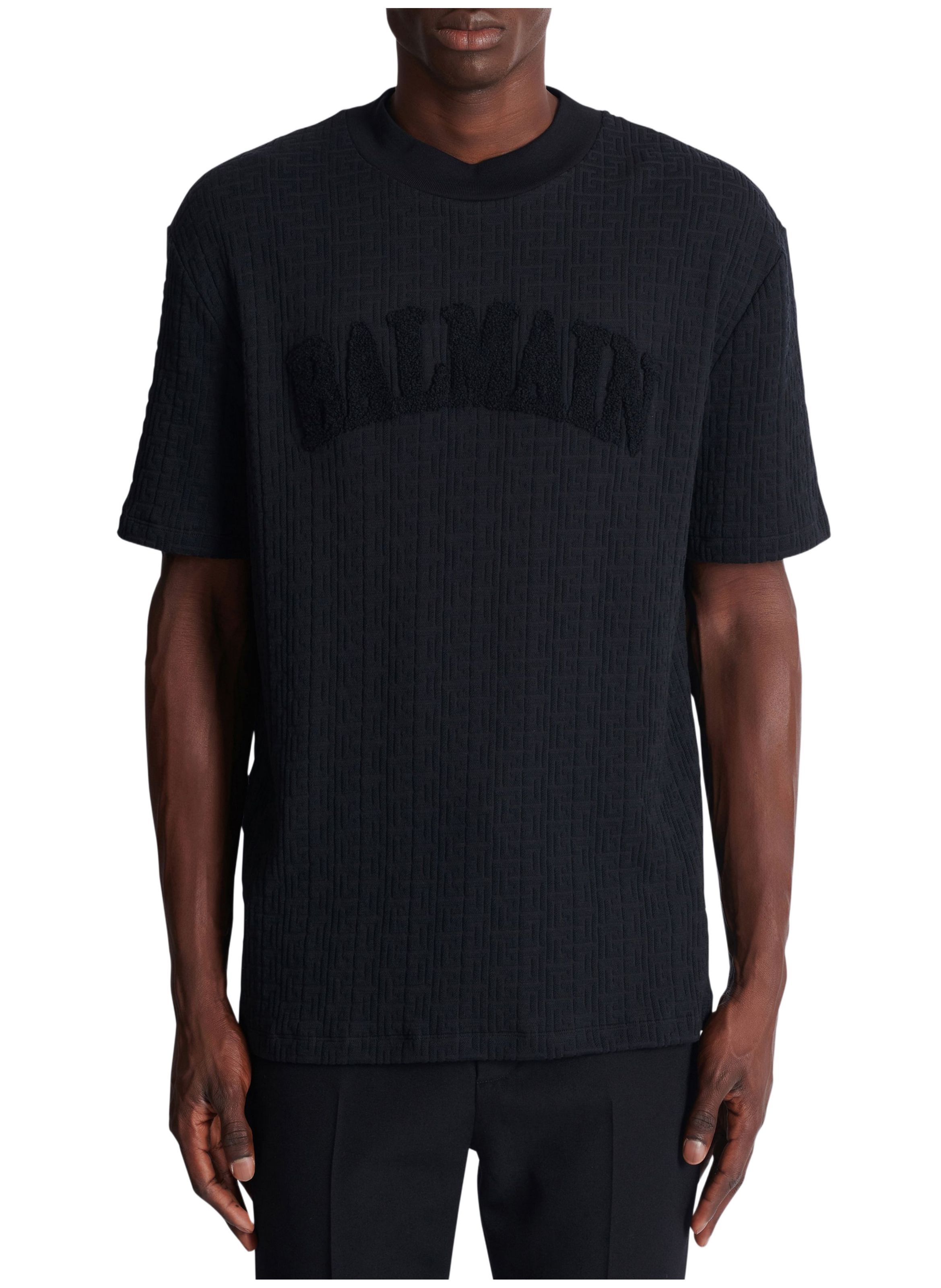 T-shirt monogramme éponge BALMAIN Noir