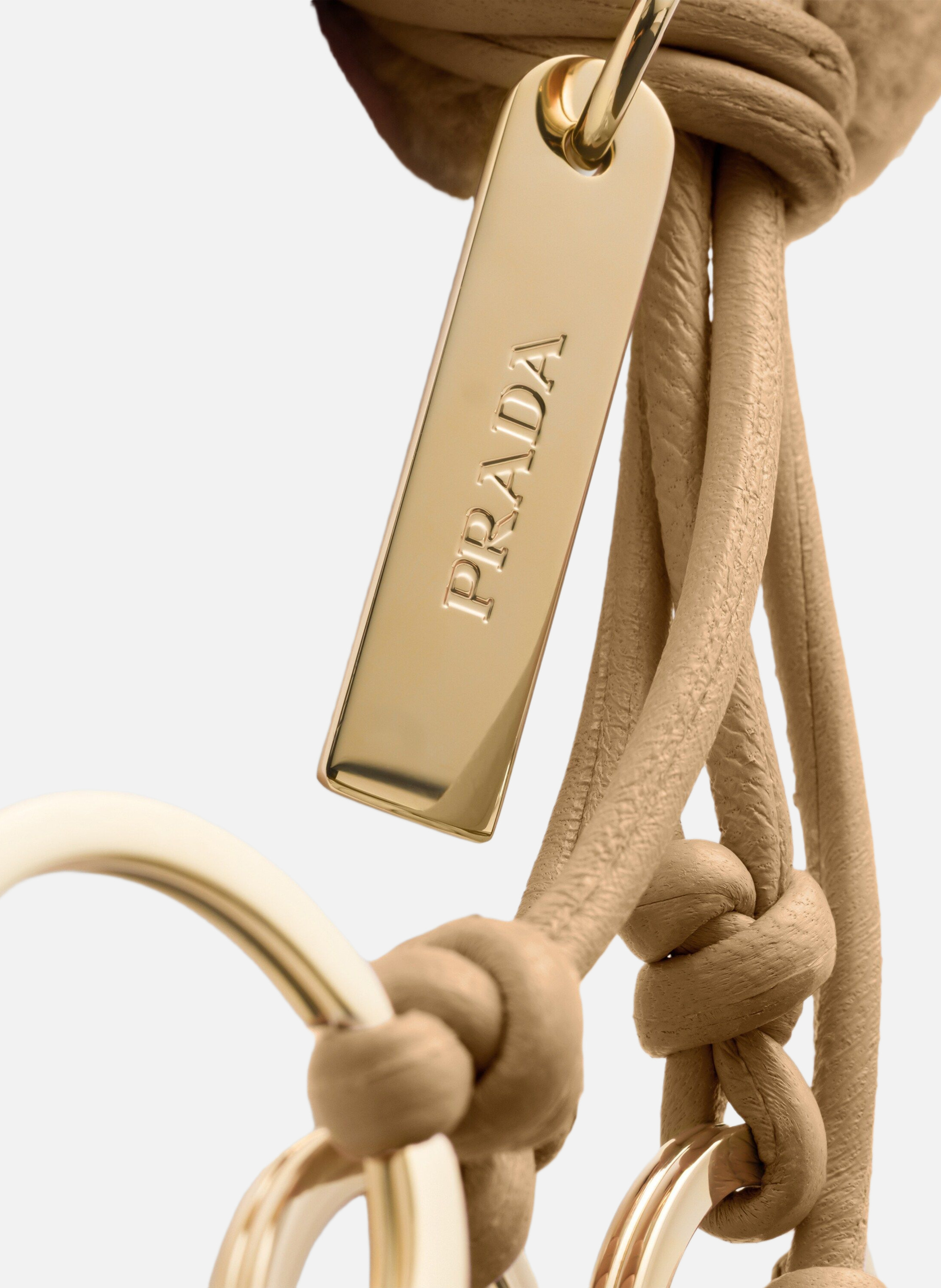 Breloque de porte-clés en laine et cuir PRADA Marron