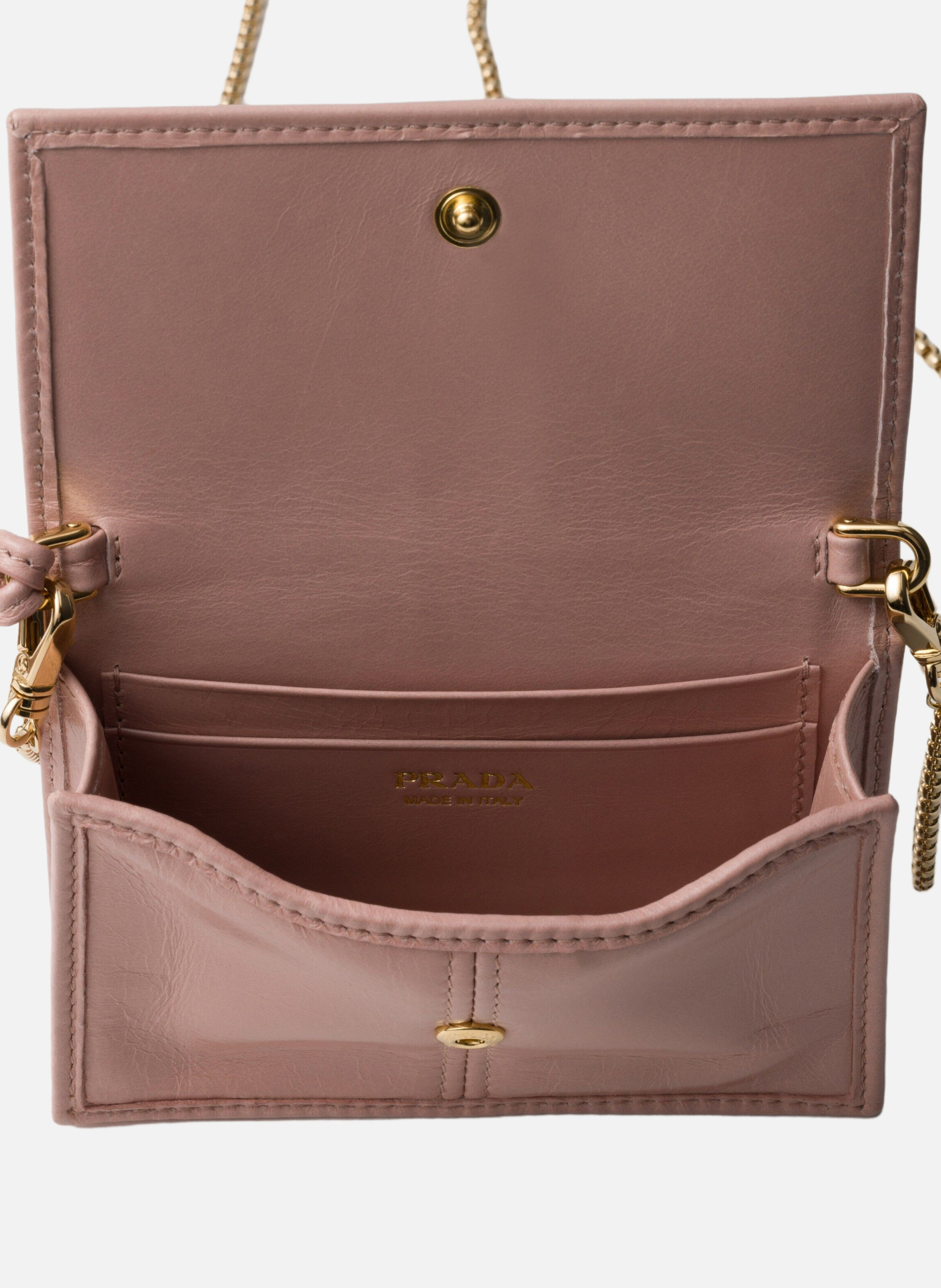 Porte-cartes en cuir avec bandoulière PRADA Rose