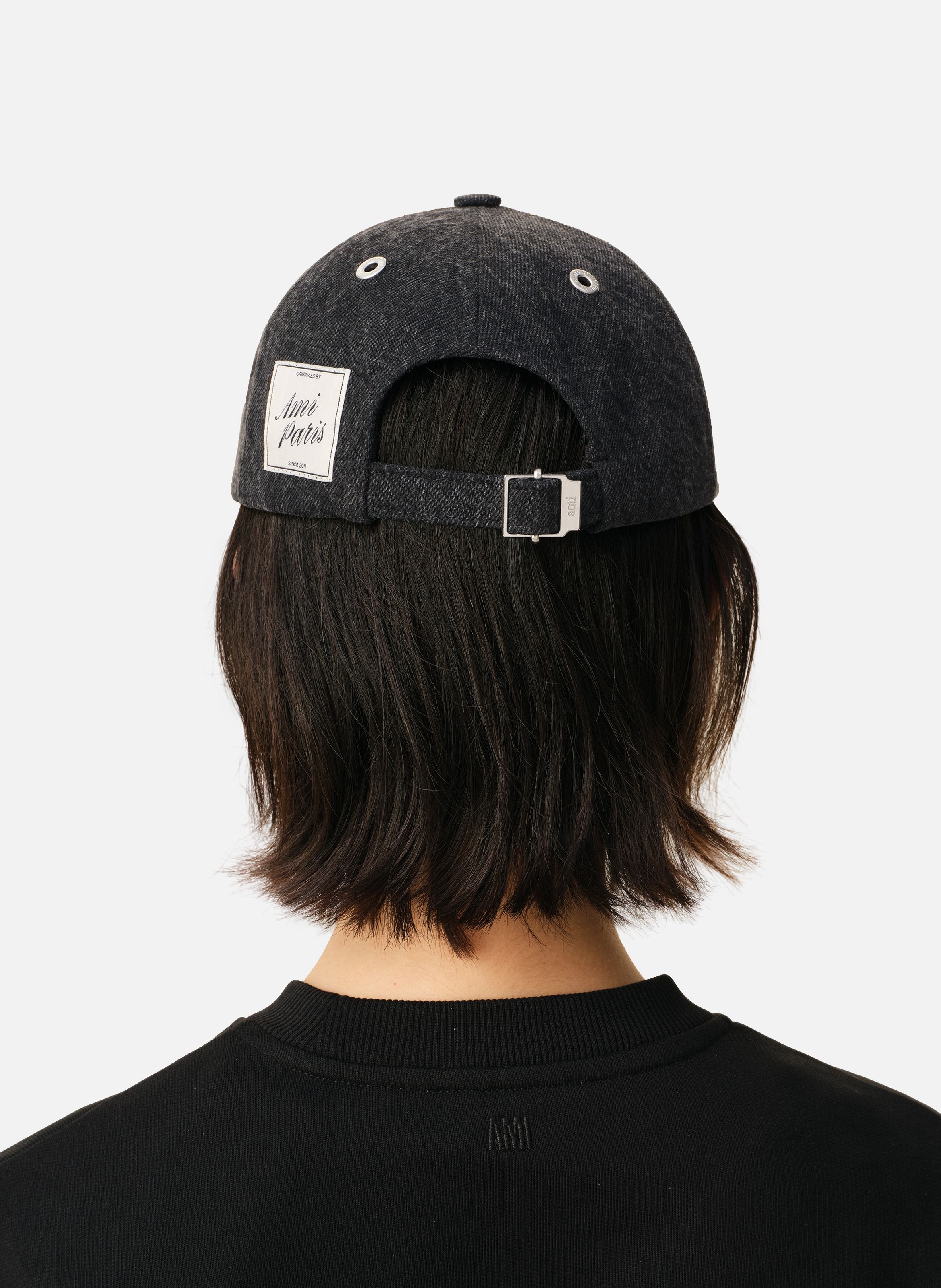 Casquette empiècement côté ami paris unisexe en denim AMI PARIS Noir