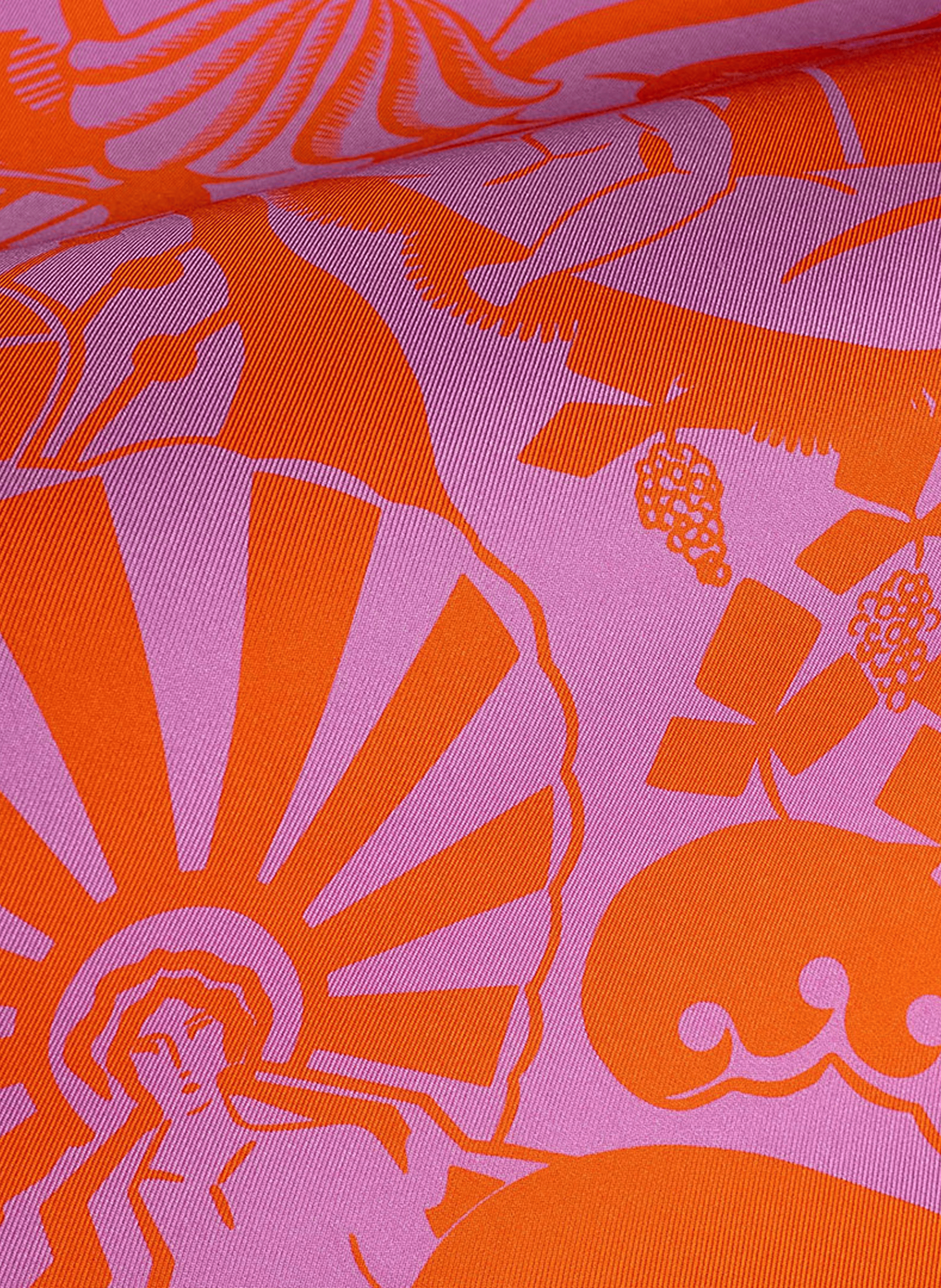 Massalia Orange - Carré 90 imprimé en soie PETITJEAN PARIS Multicolore