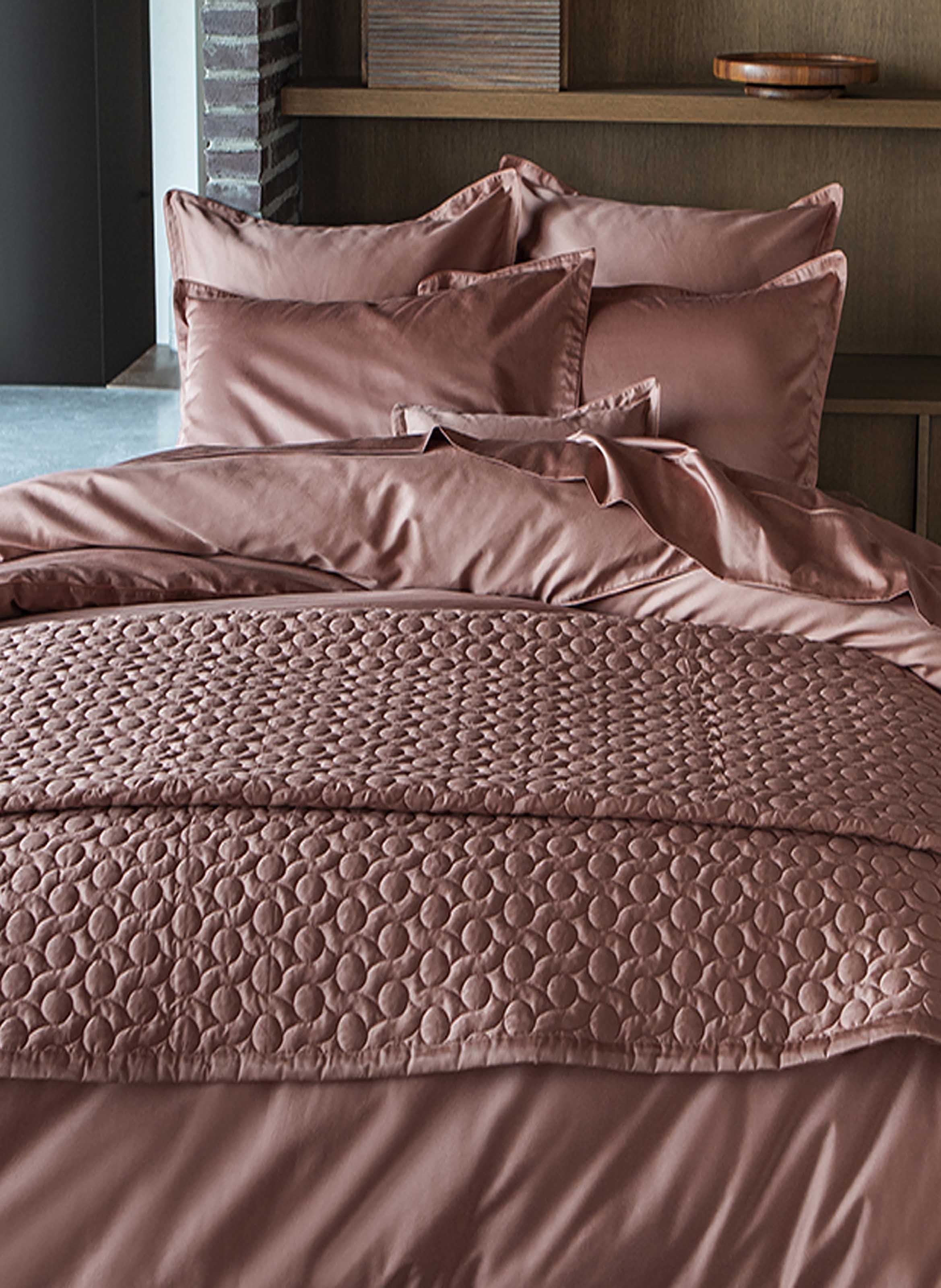 Drap housse uni en satin de coton bio, teophile ALEXANDRE TURPAULT Marron